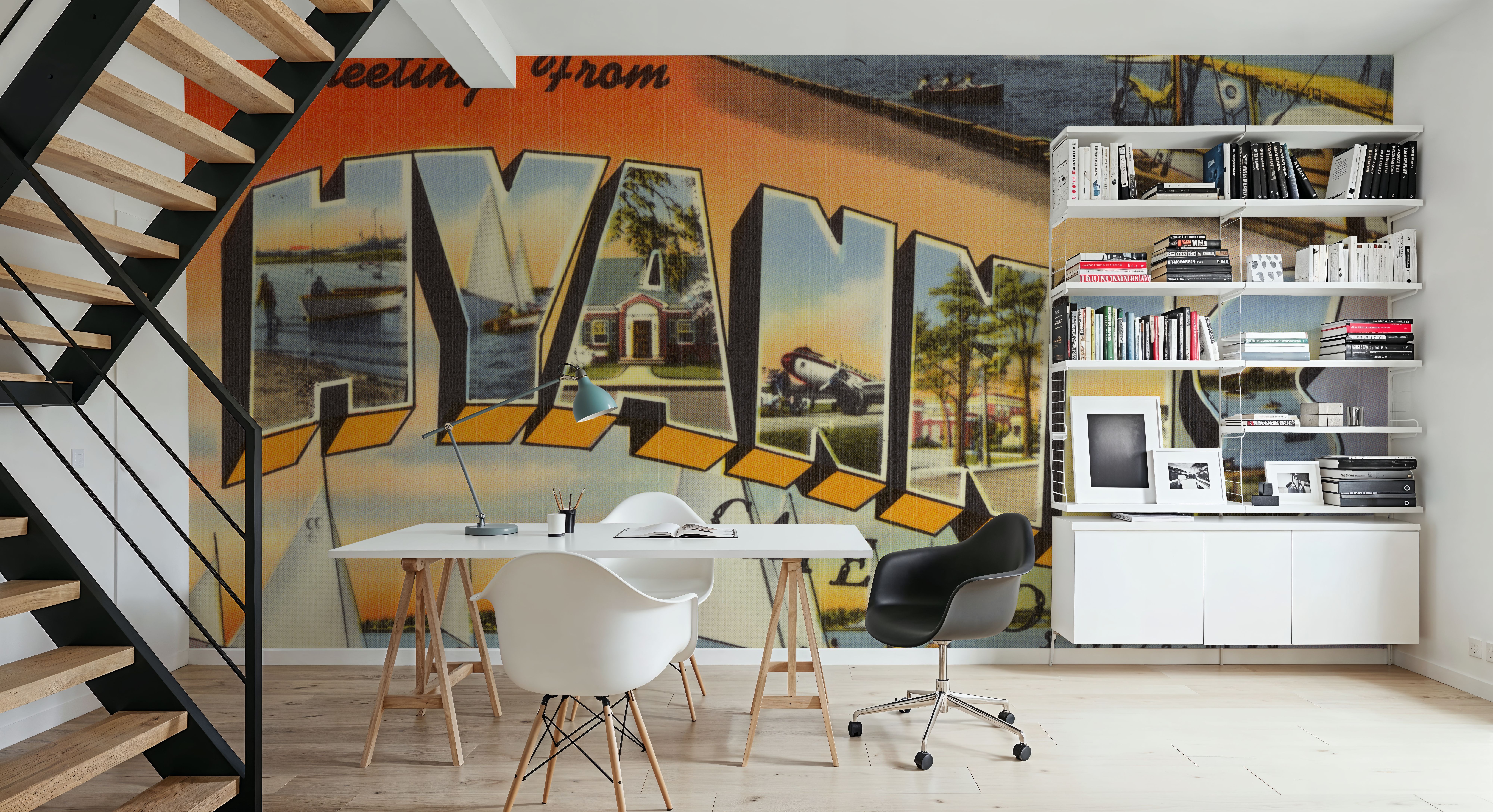 Greetings from Hyannis - Screenprint Postcard, Wallpaper