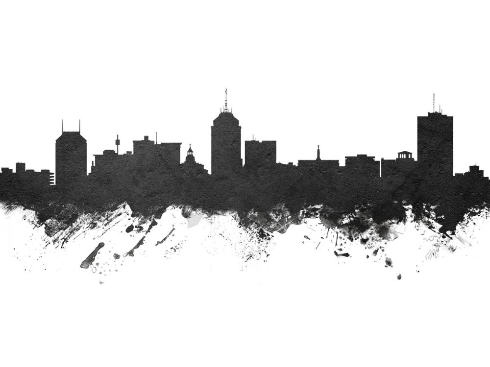 Fresno California Skyline Black & White