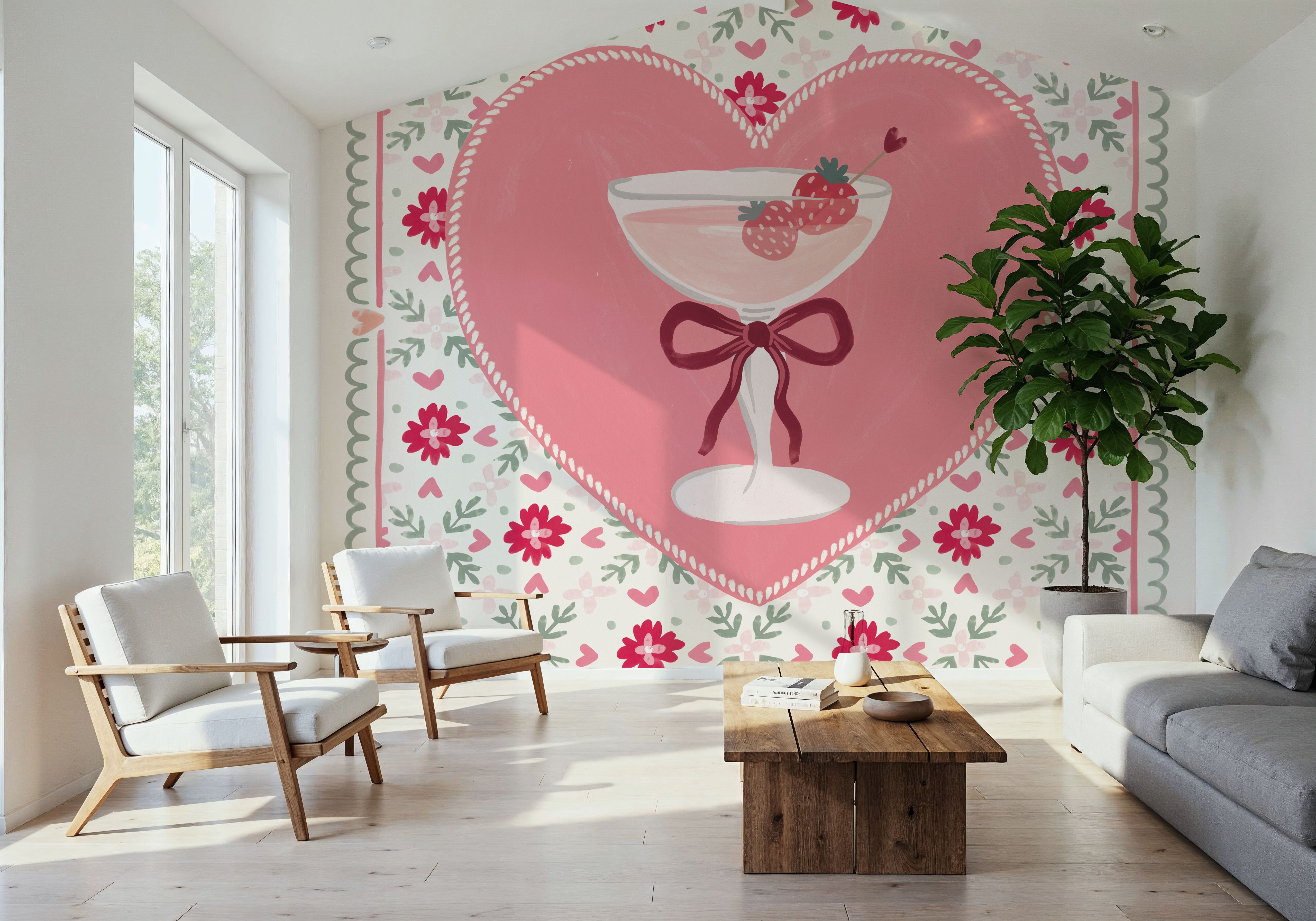 Blooming Hearts VI Cocktail, Wallpaper