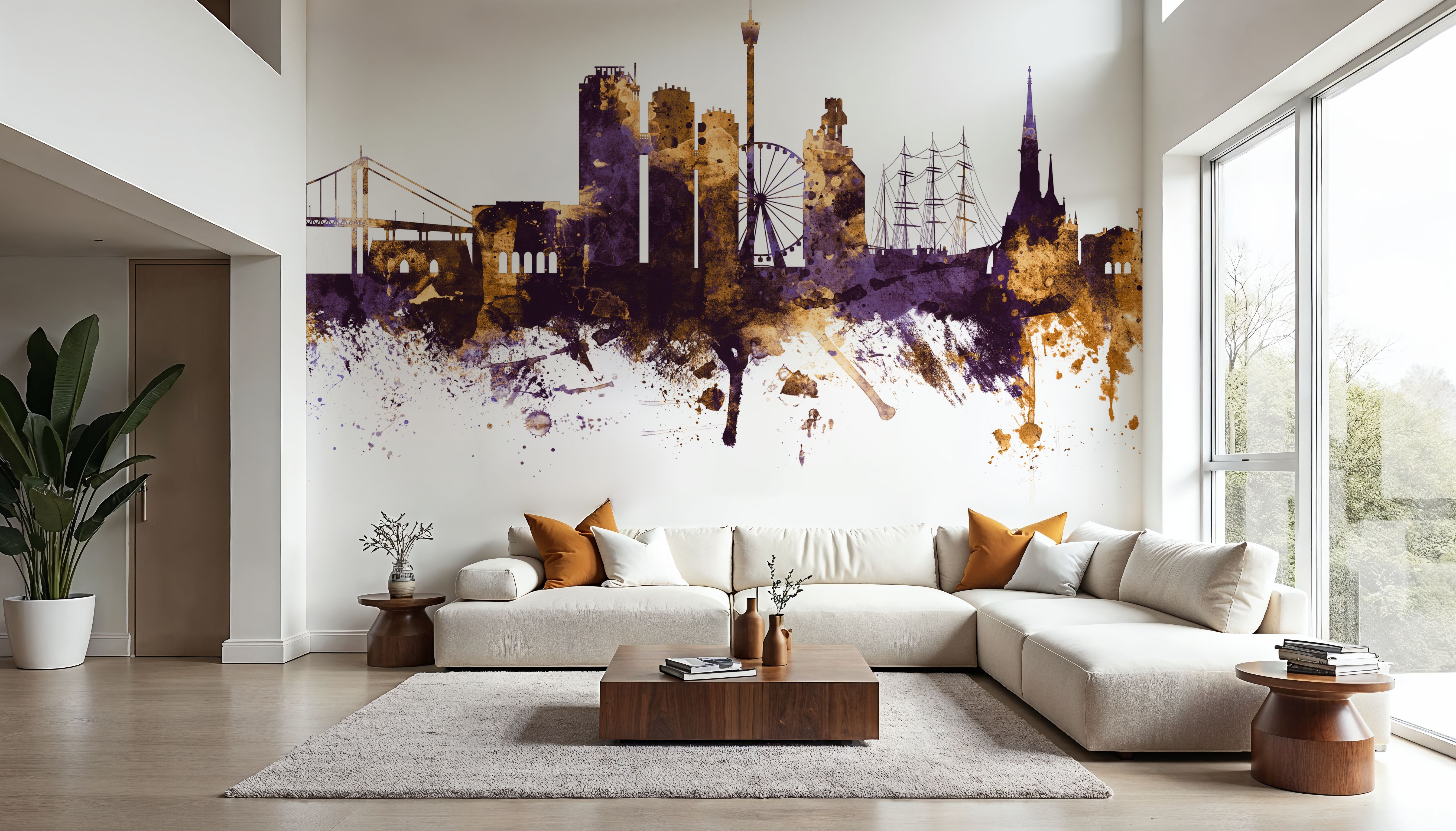 Gothenburg Skyline Purple & Gold