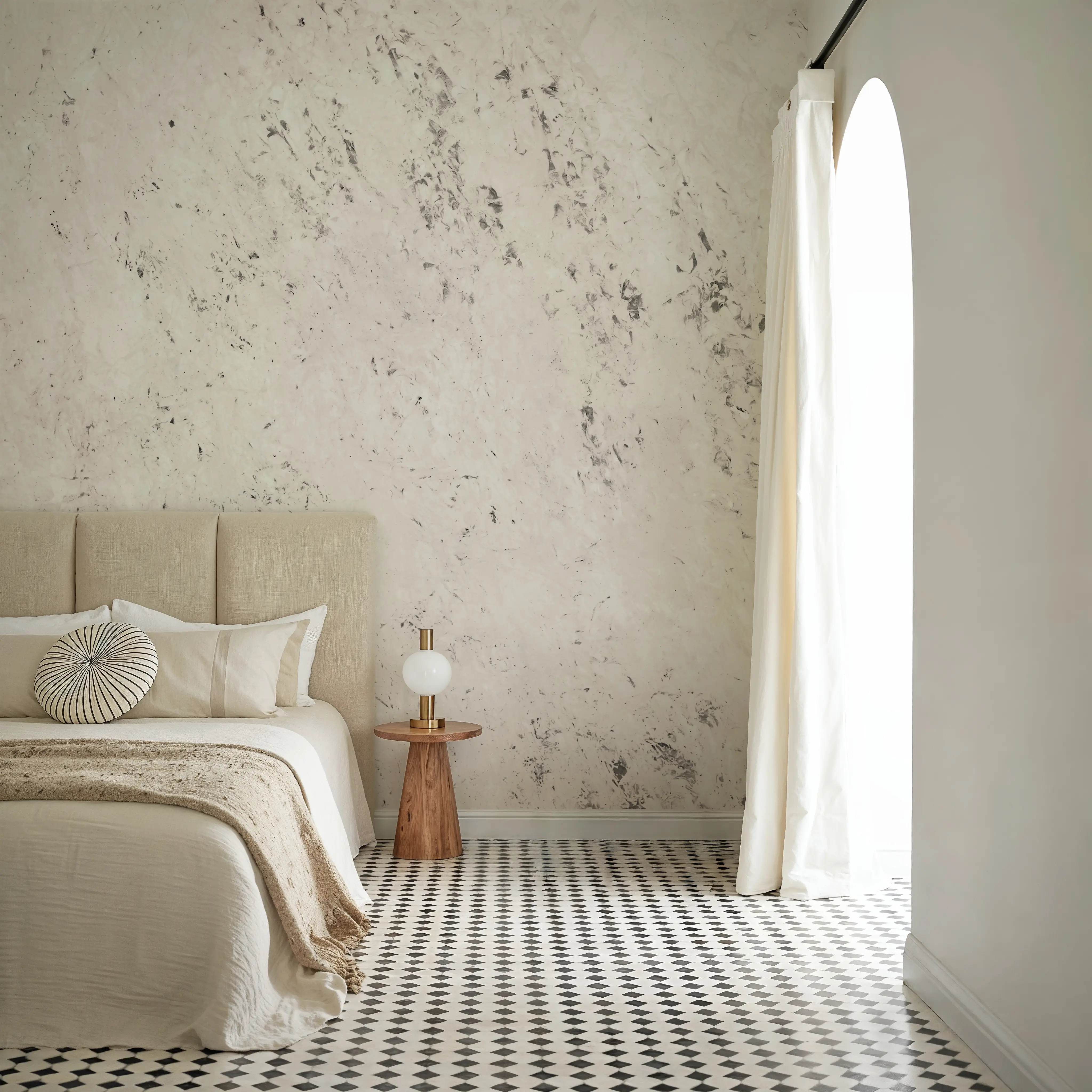 Wall Mural - Isola - Abstract Concrete mural wallpaper - White - Hallway staircases - Wallism UK - Peel & Stick or Paste-the-Wall