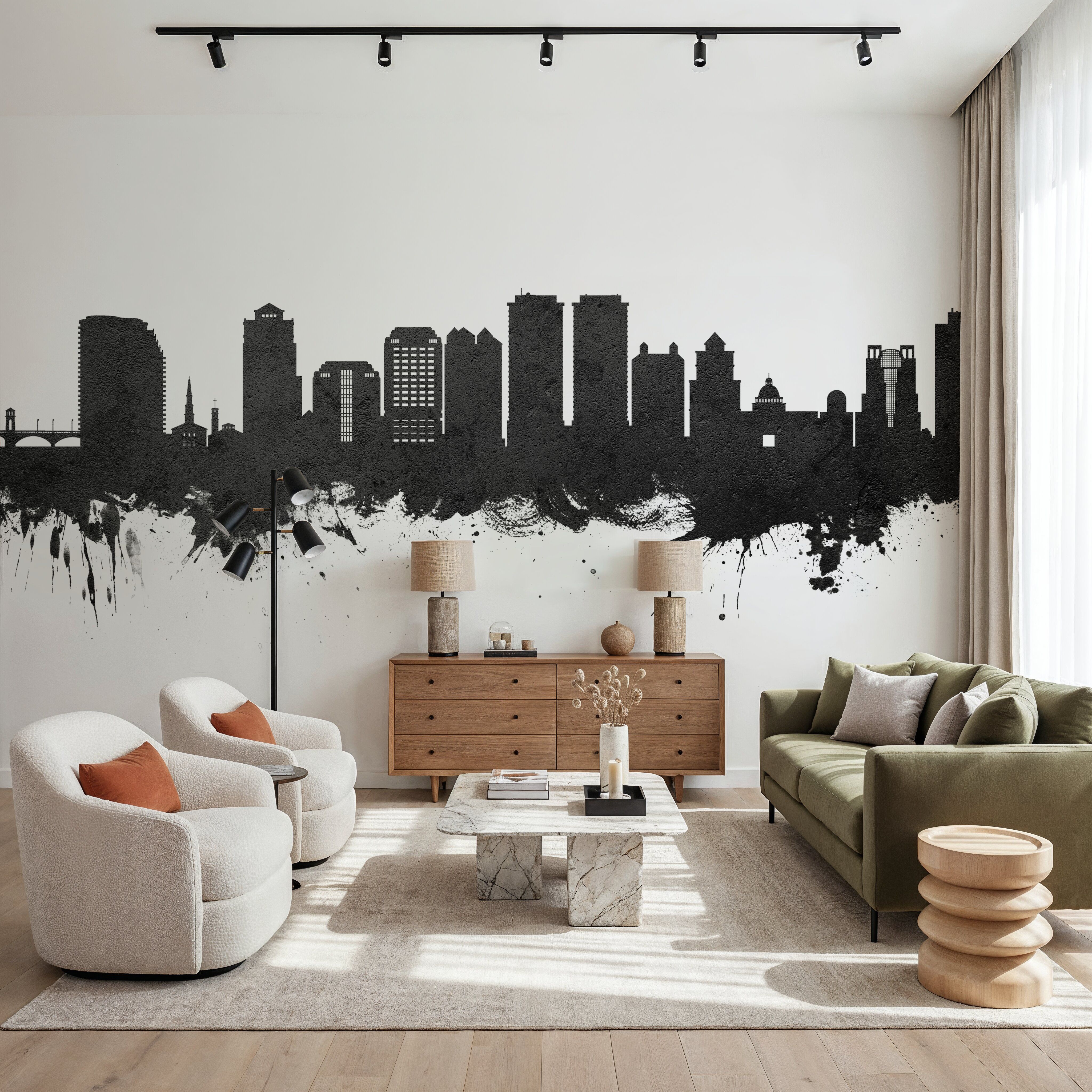 West Palm Beach Florida Skyline Black & White