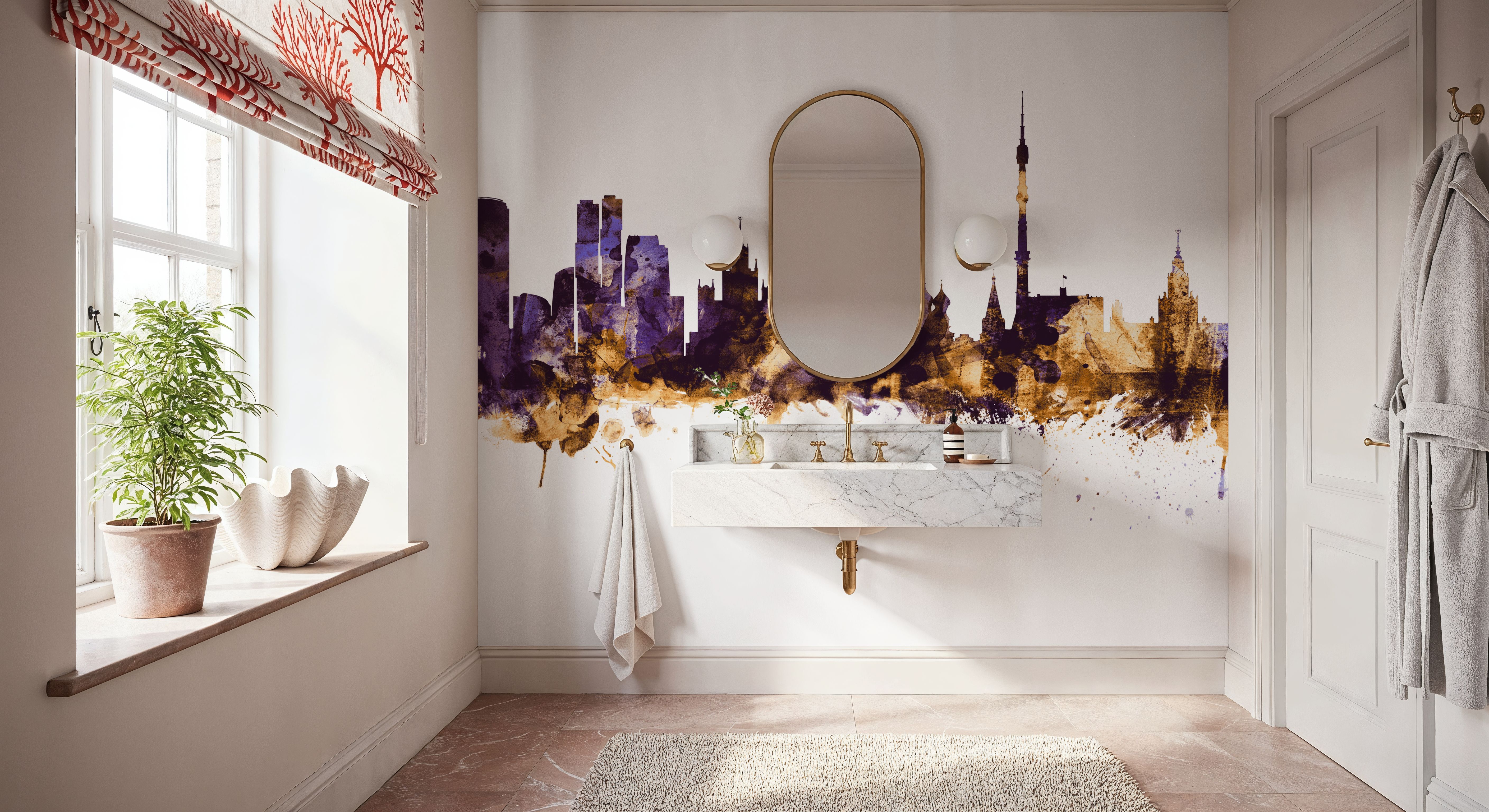 Moscow Russia Skyline Purple & Gold