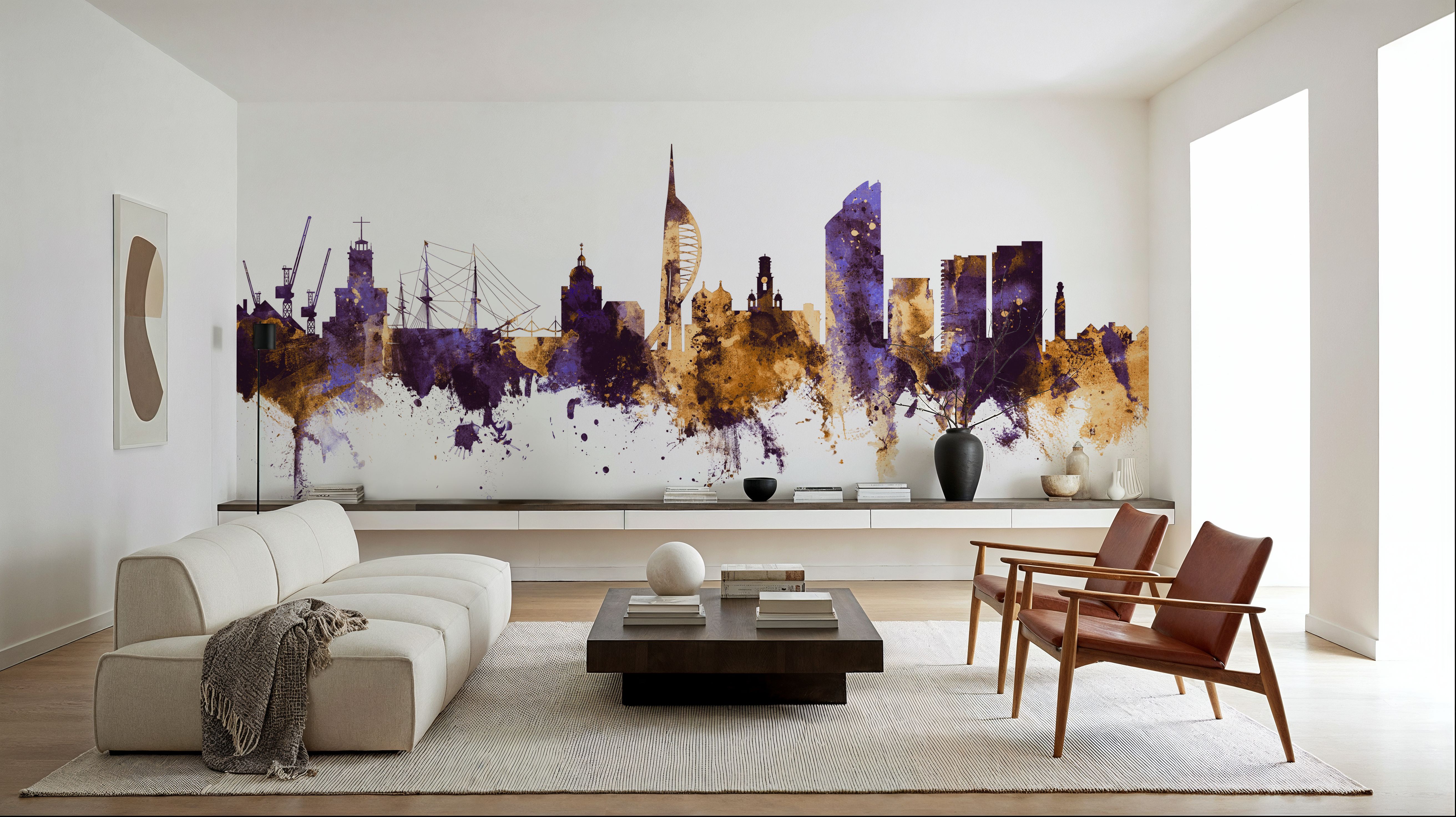 Portsmouth England Skyline Purple & Gold