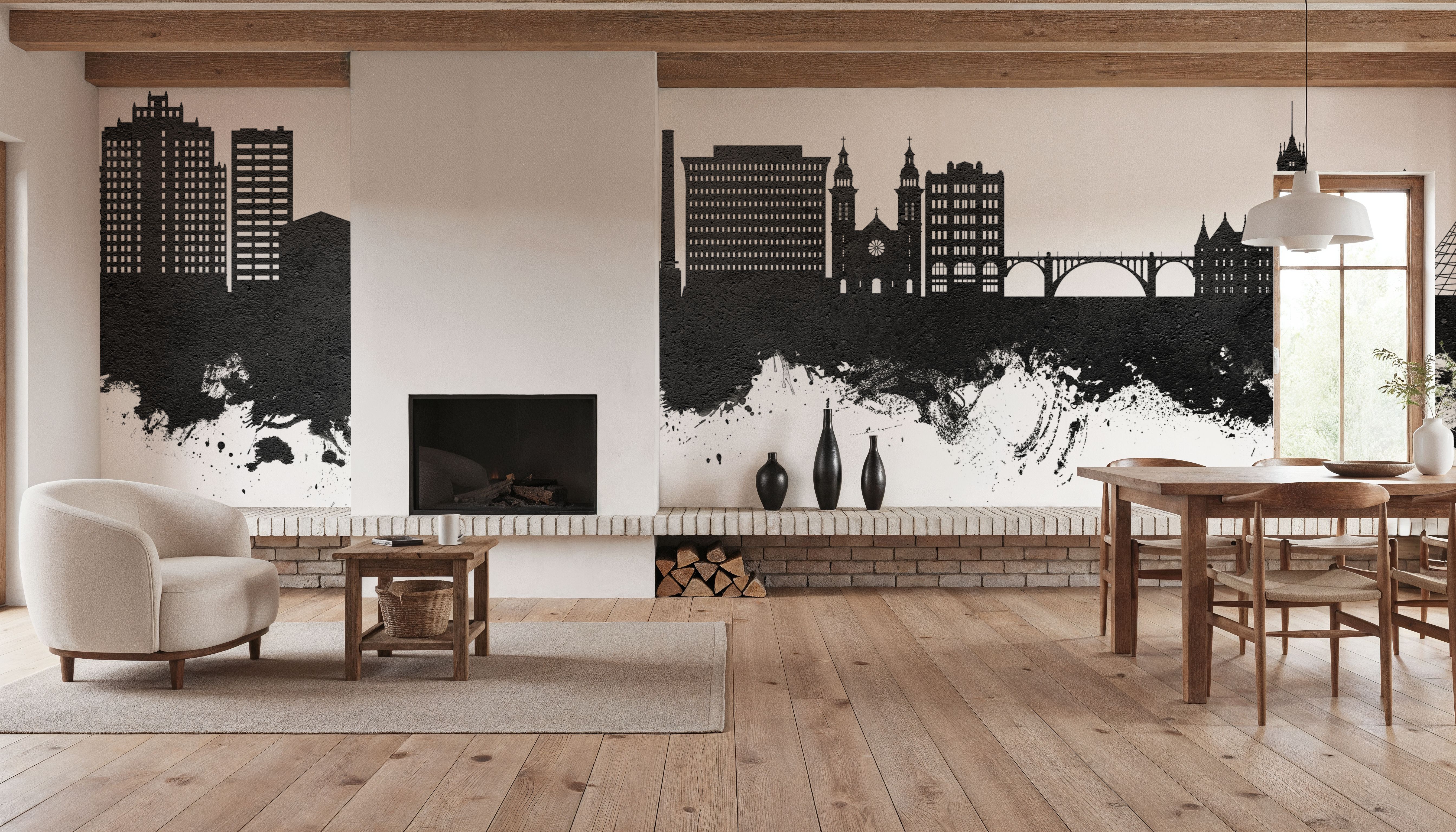 Spokane Washington Skyline Black & White, Wallpaper