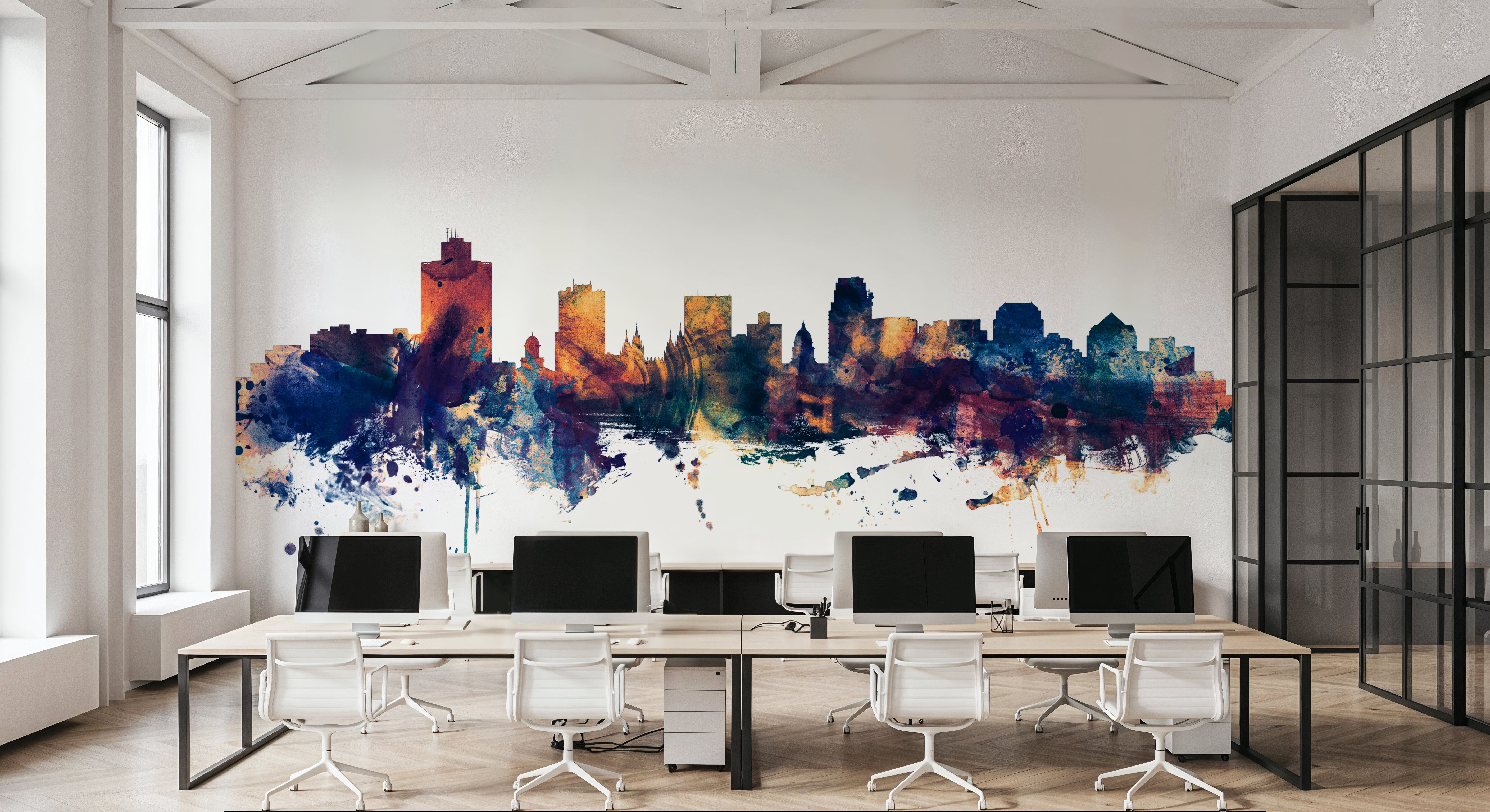 Salt Lake City Utah Skyline Blue & Bronze, Wallpaper