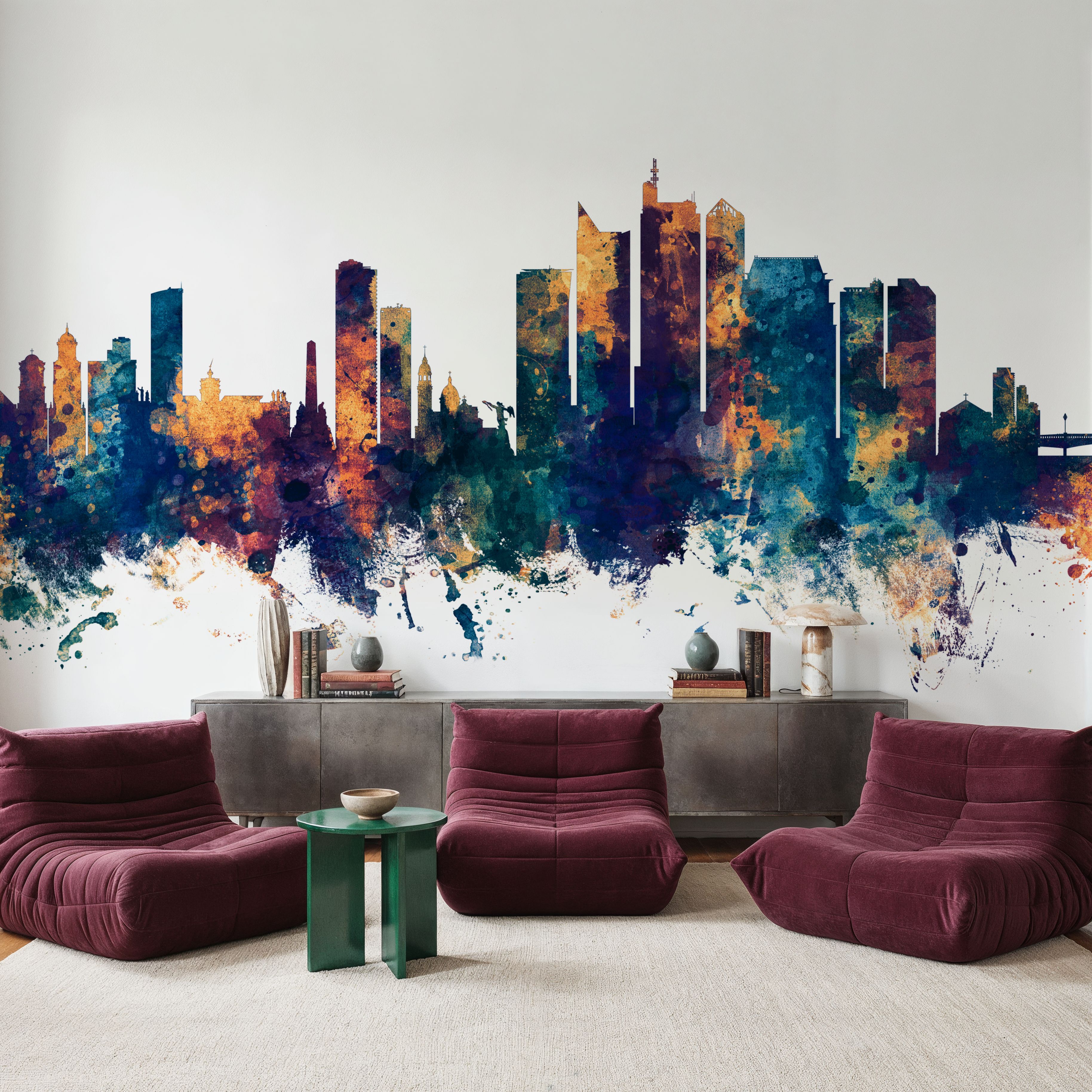 Manila Philippines Skyline Blue & Bronze