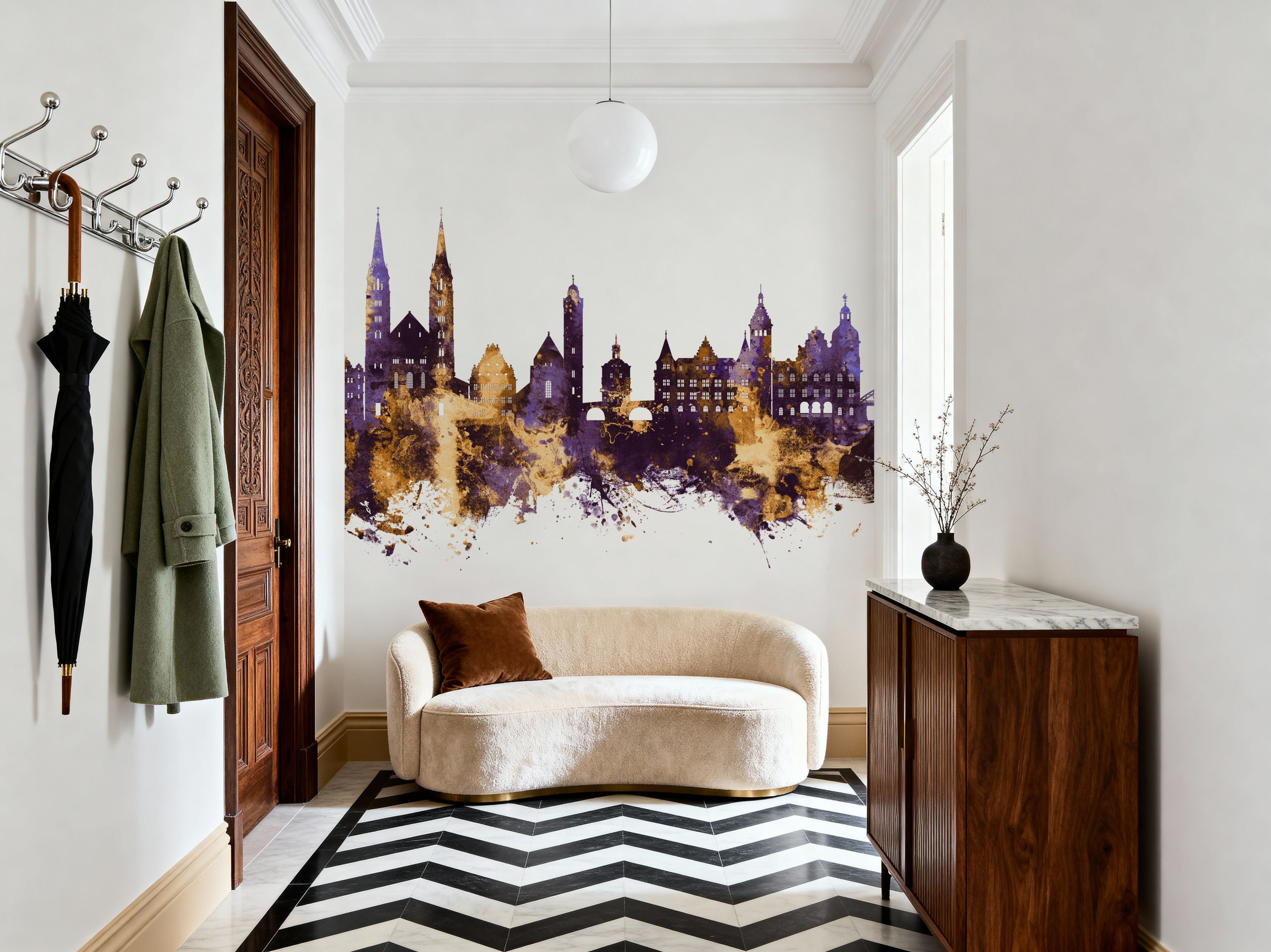 Bamberg Germany Skyline Purple & Gold