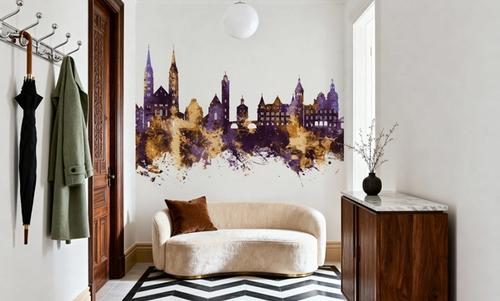 Bamberg Germany Skyline Purple & Gold