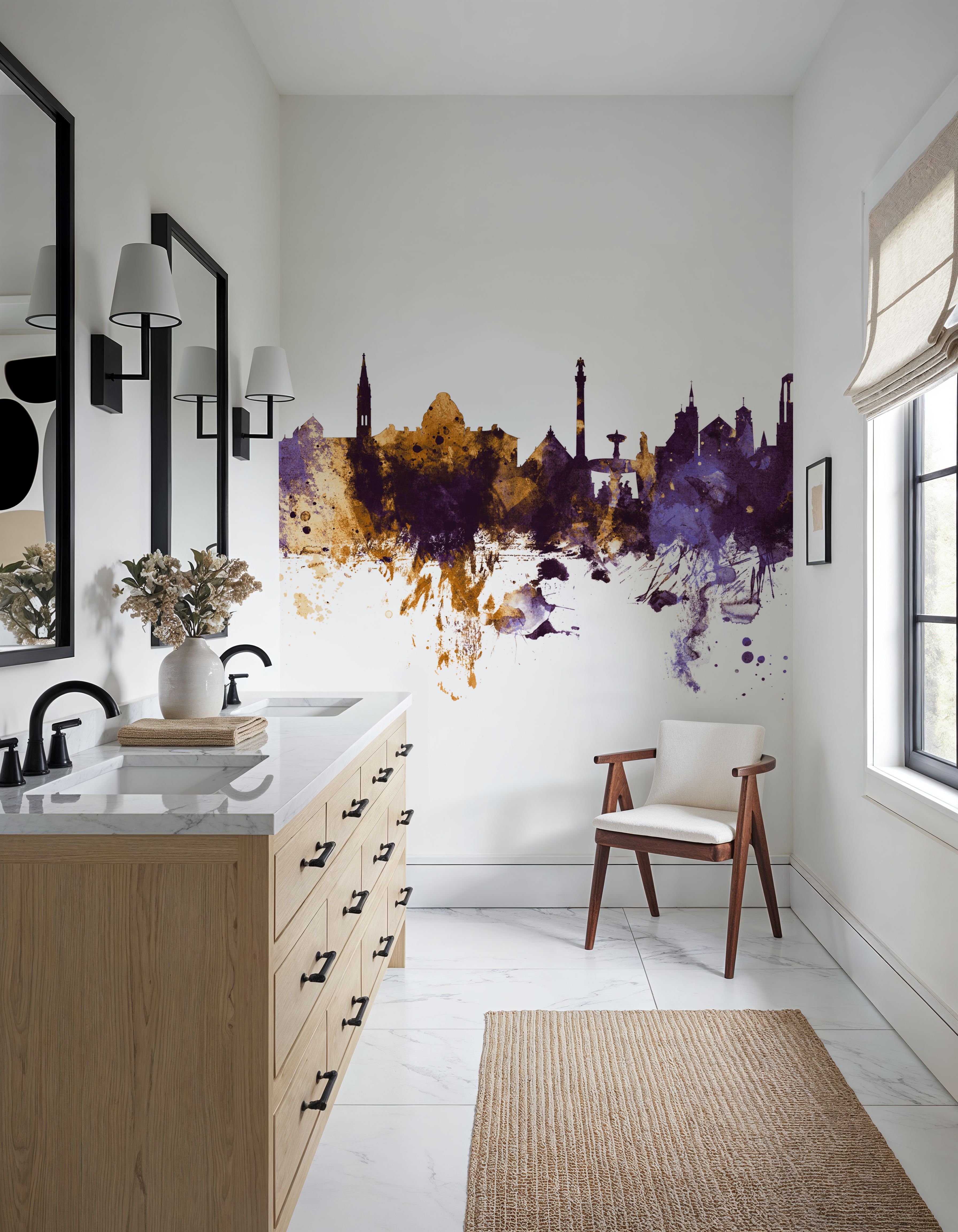 Stuttgart Germany Skyline Purple & Gold