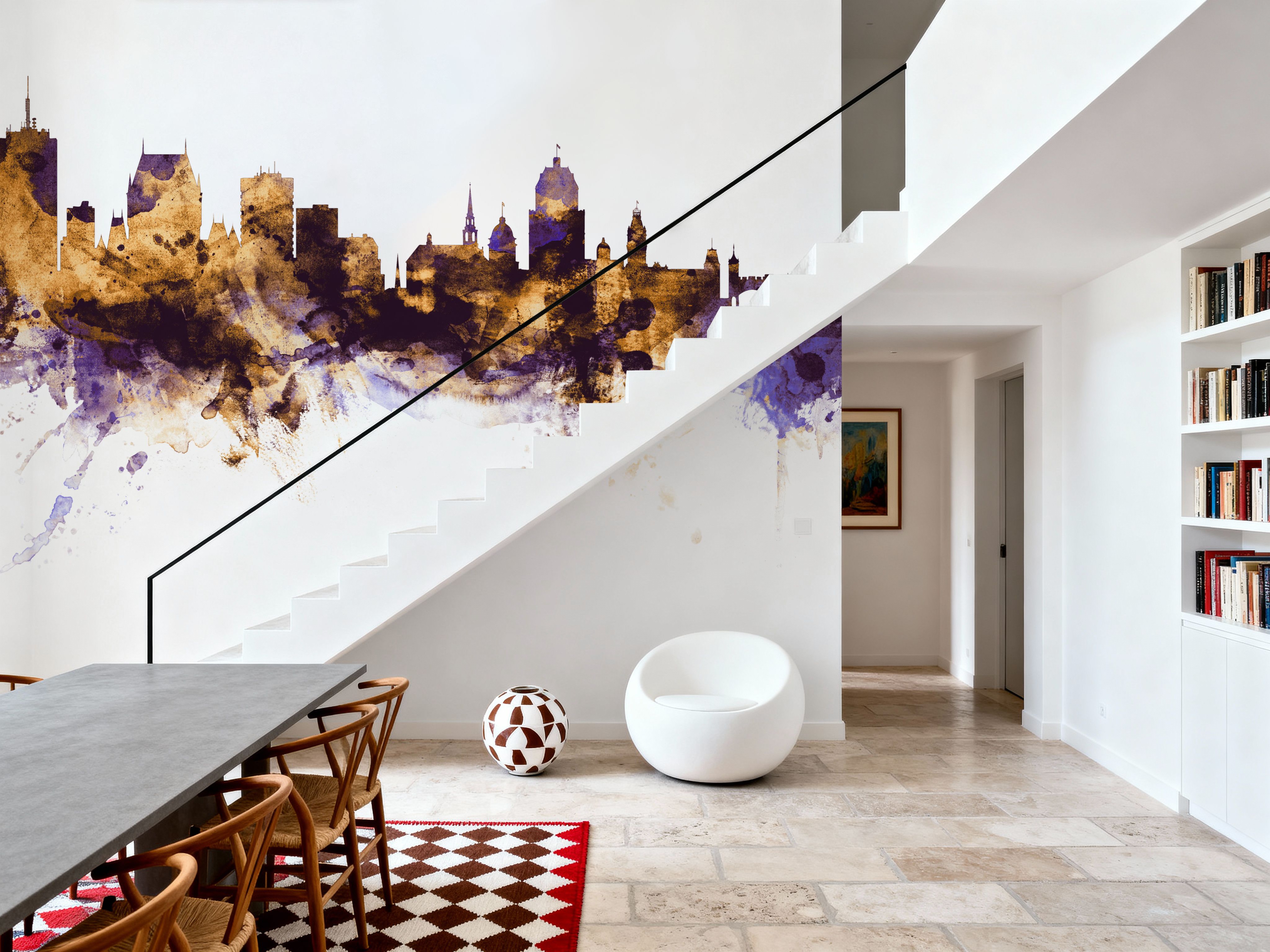Quebec Canada Skyline Purple & Gold