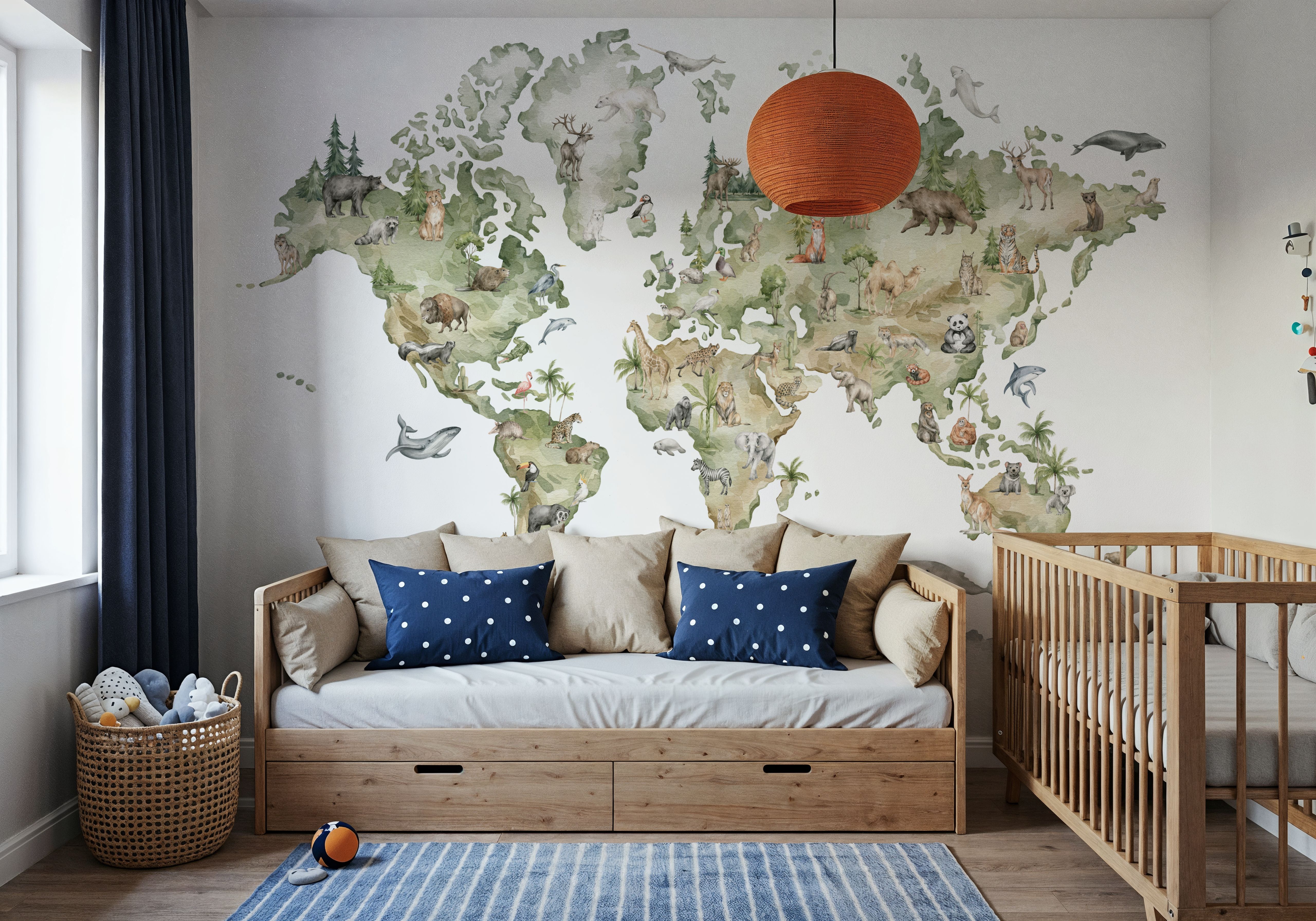 Animals From Around the World Map, Papel pintado