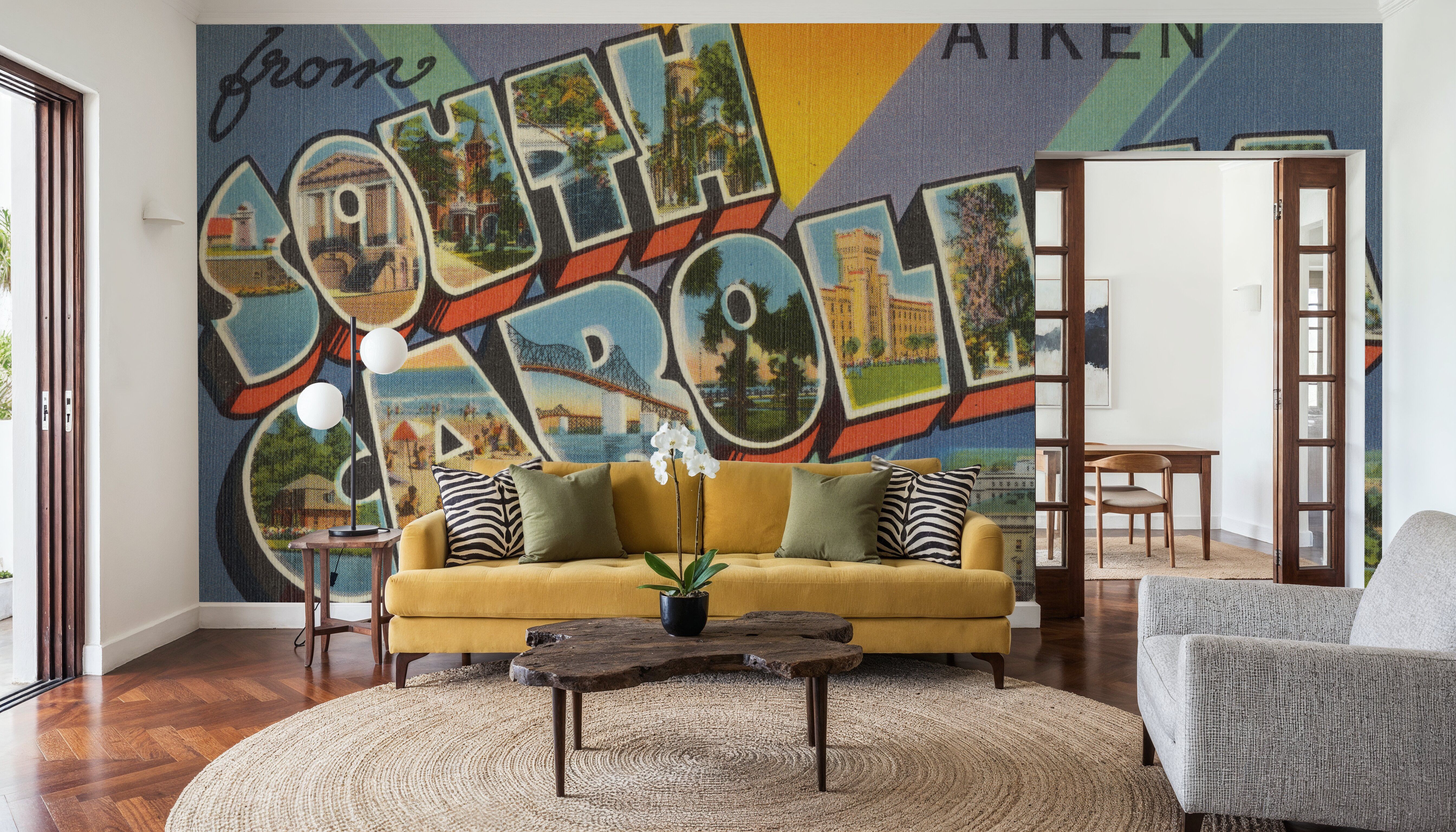 Greetings from Aiken South Carolina - Screenprint Postcard