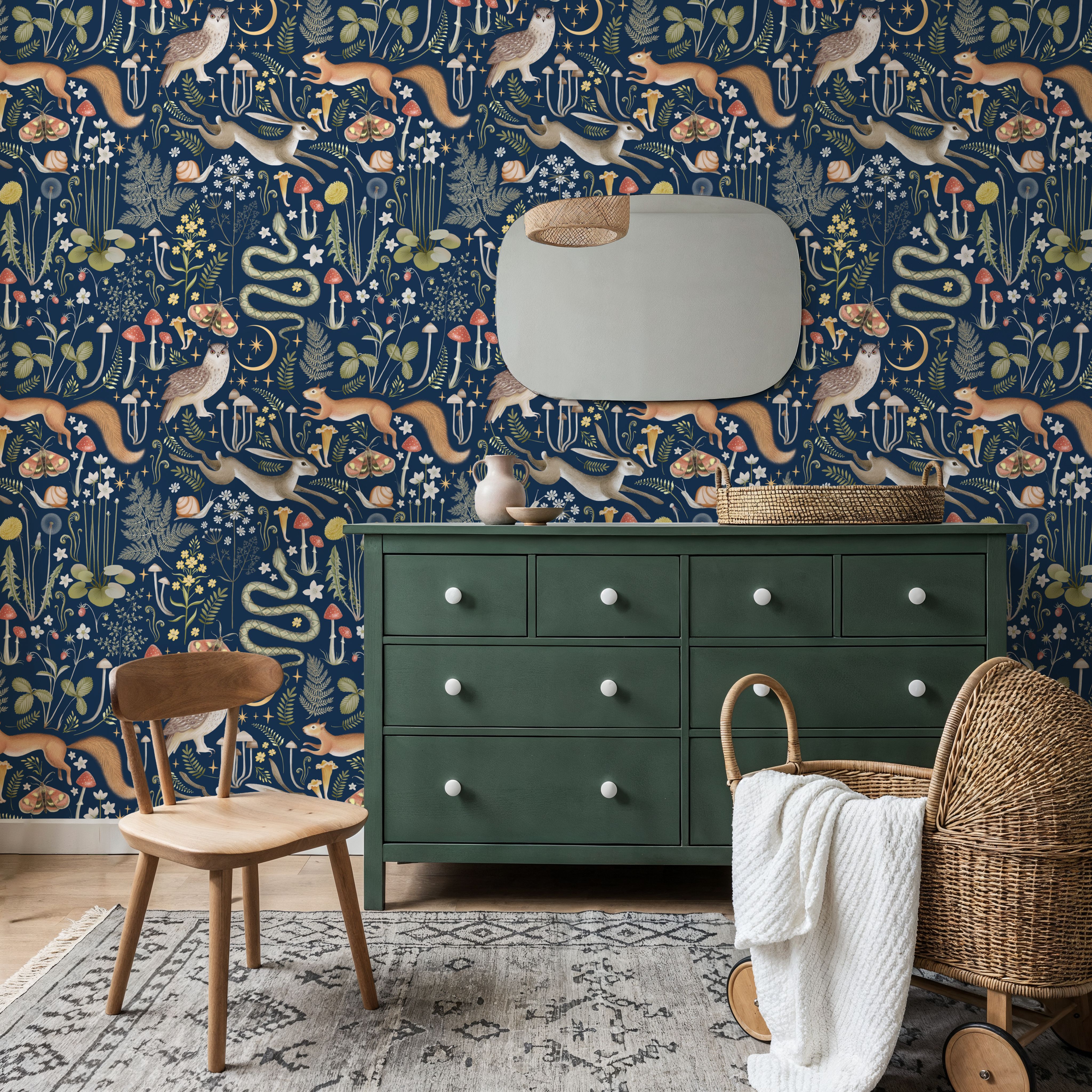 Fantasy Forest - Midnight Blue, Wallpaper