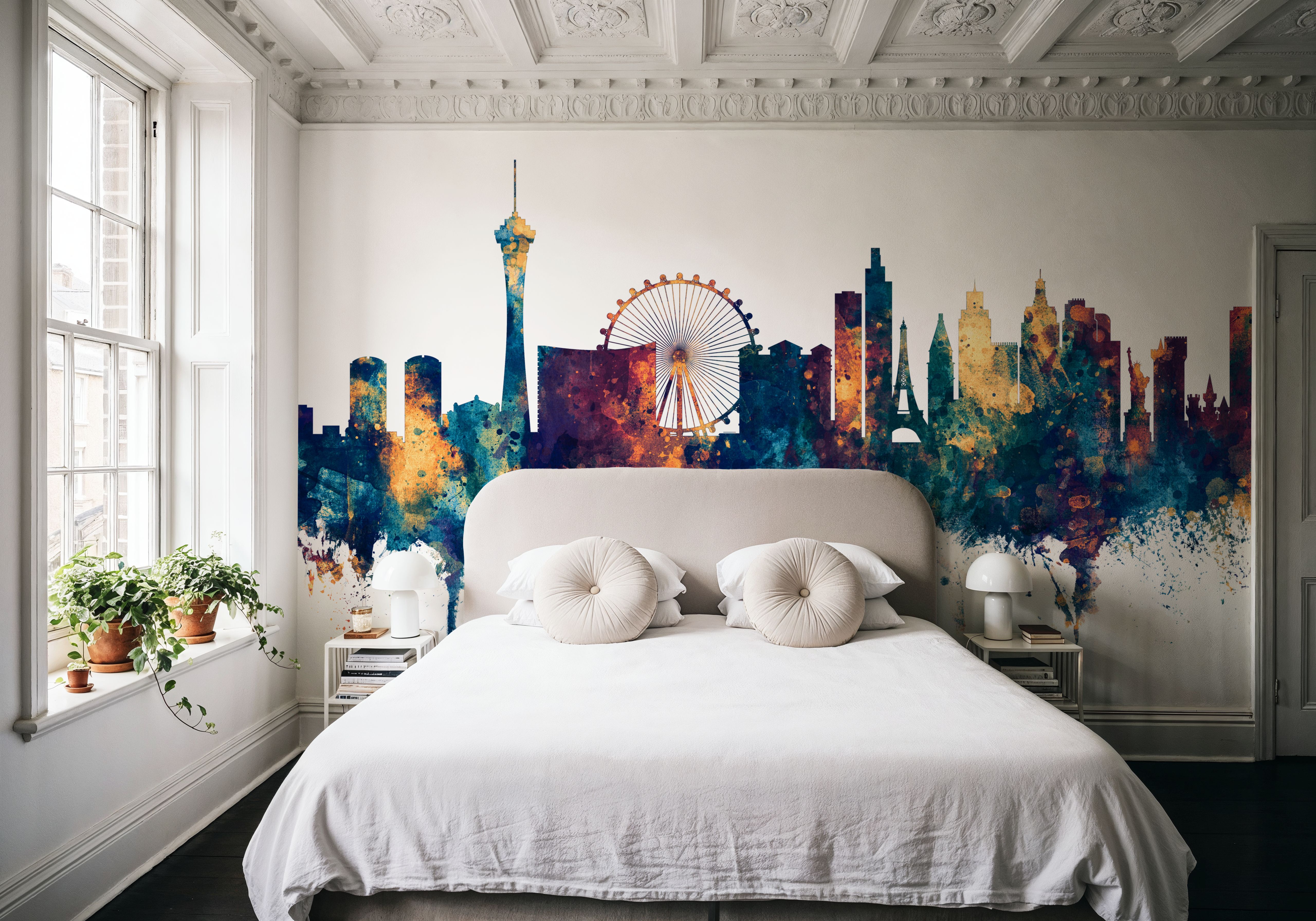 Las Vegas Nevada Skyline Blue & Bronze, Wallpaper