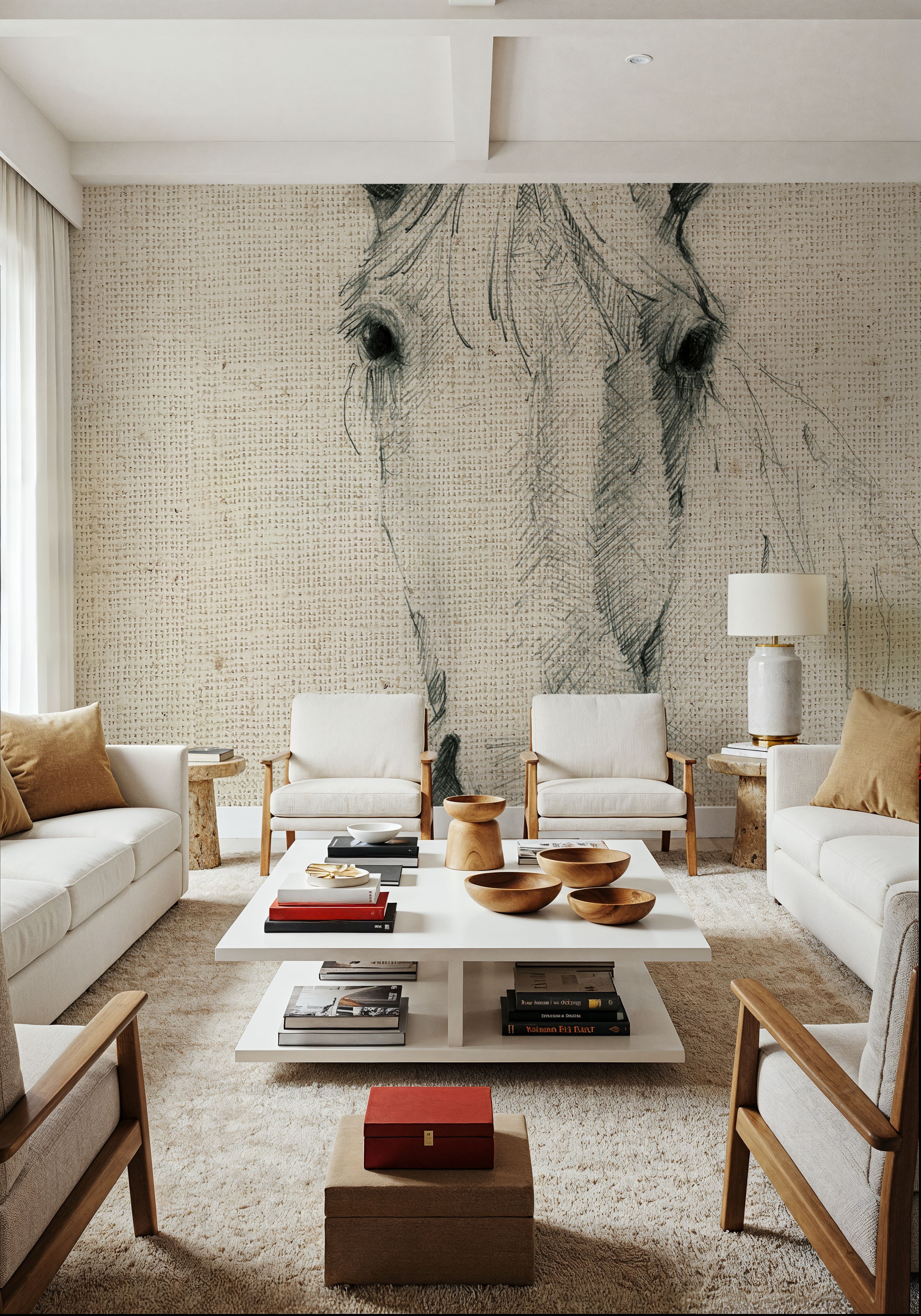 Horse Sketch on Burlap