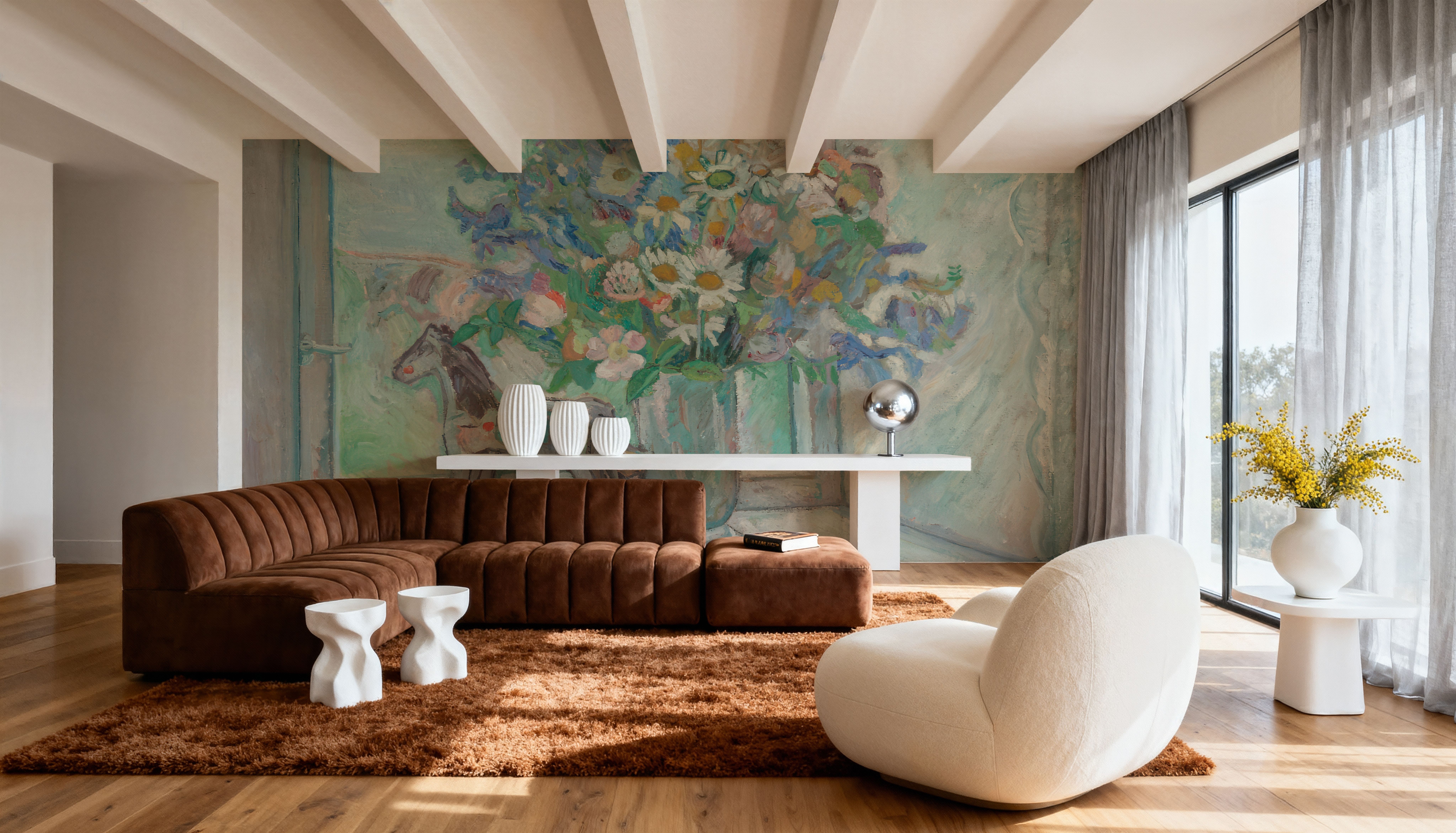 Flowers and Horse Figure By Window