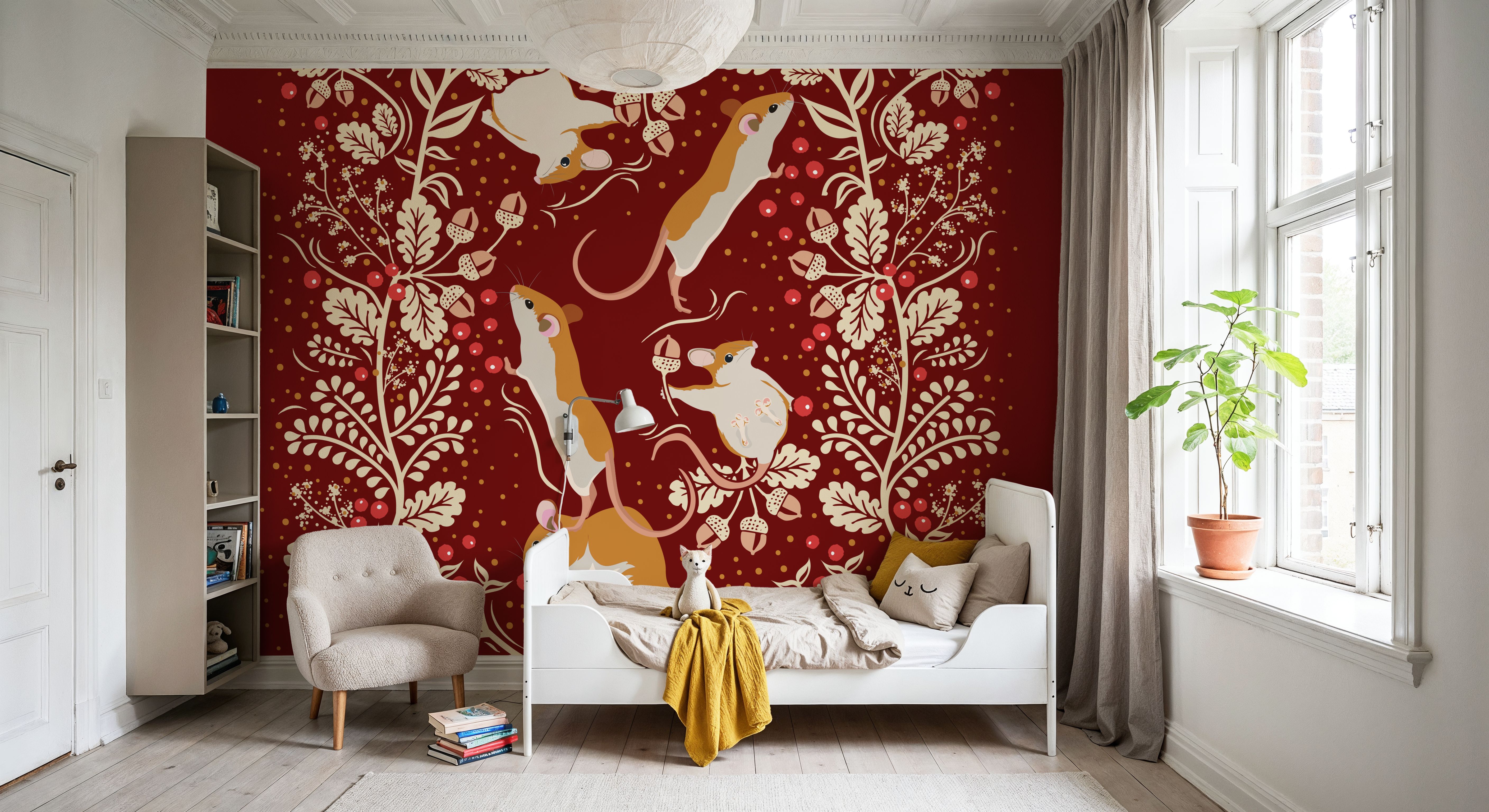 Holiday Mice, Red, Wallpaper