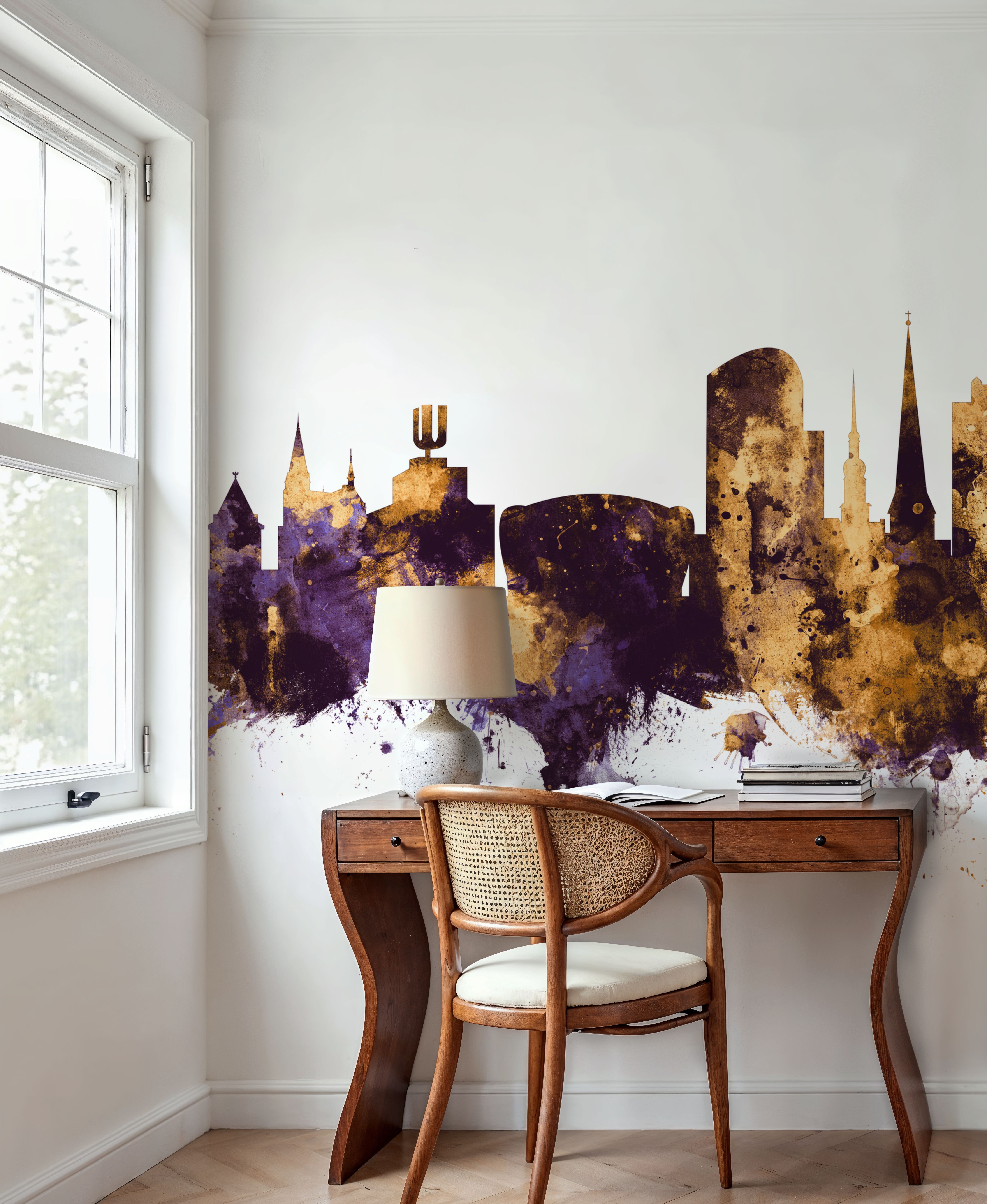 Dortmund Germany Skyline Purple & Gold