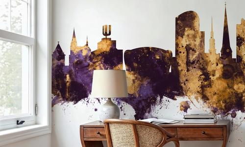Dortmund Germany Skyline Purple & Gold