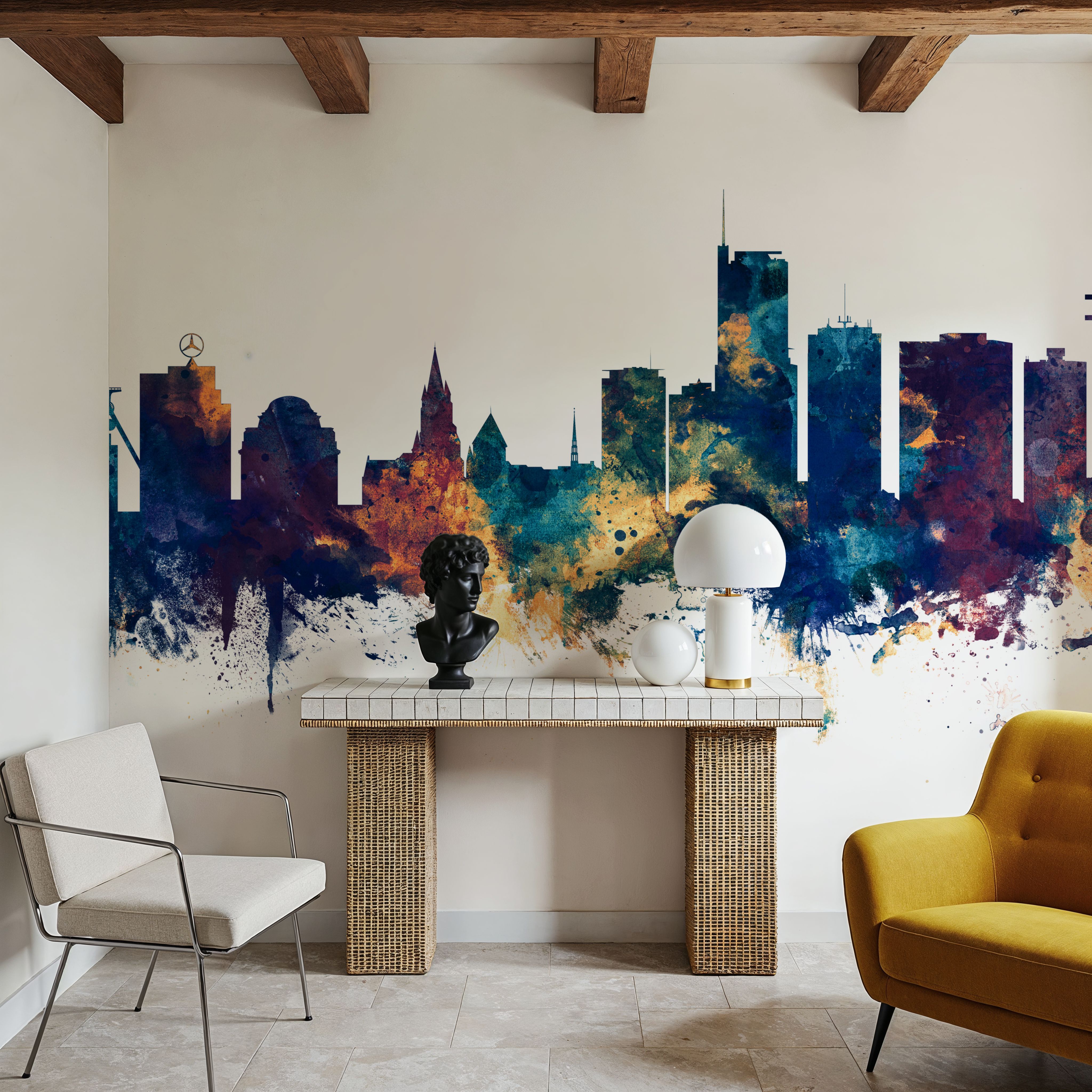 Essen Germany Skyline Blue & Bronze