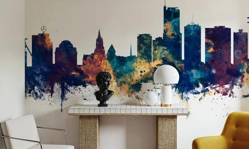 Essen Germany Skyline Blue & Bronze