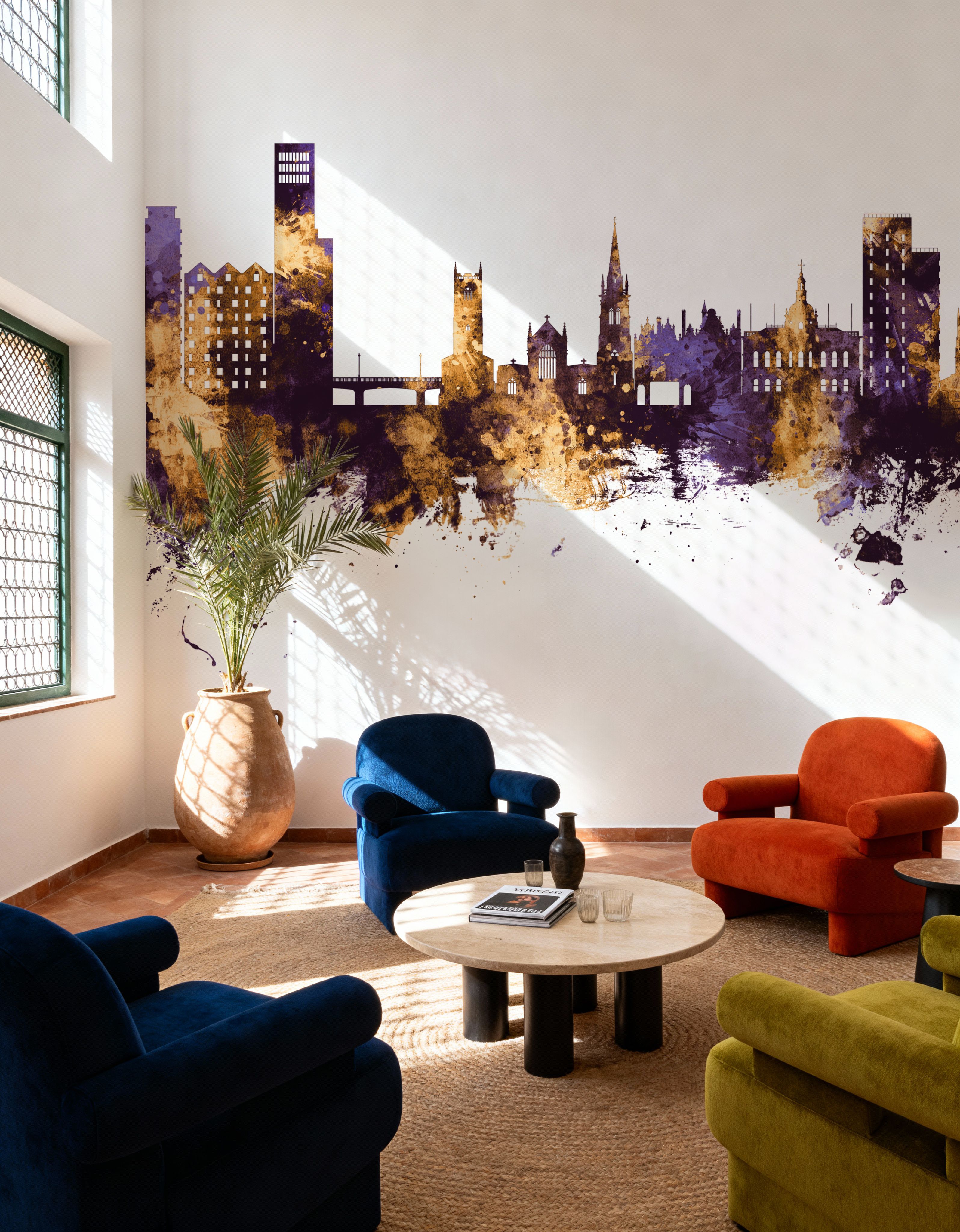 Ipswich England Skyline Purple & Gold