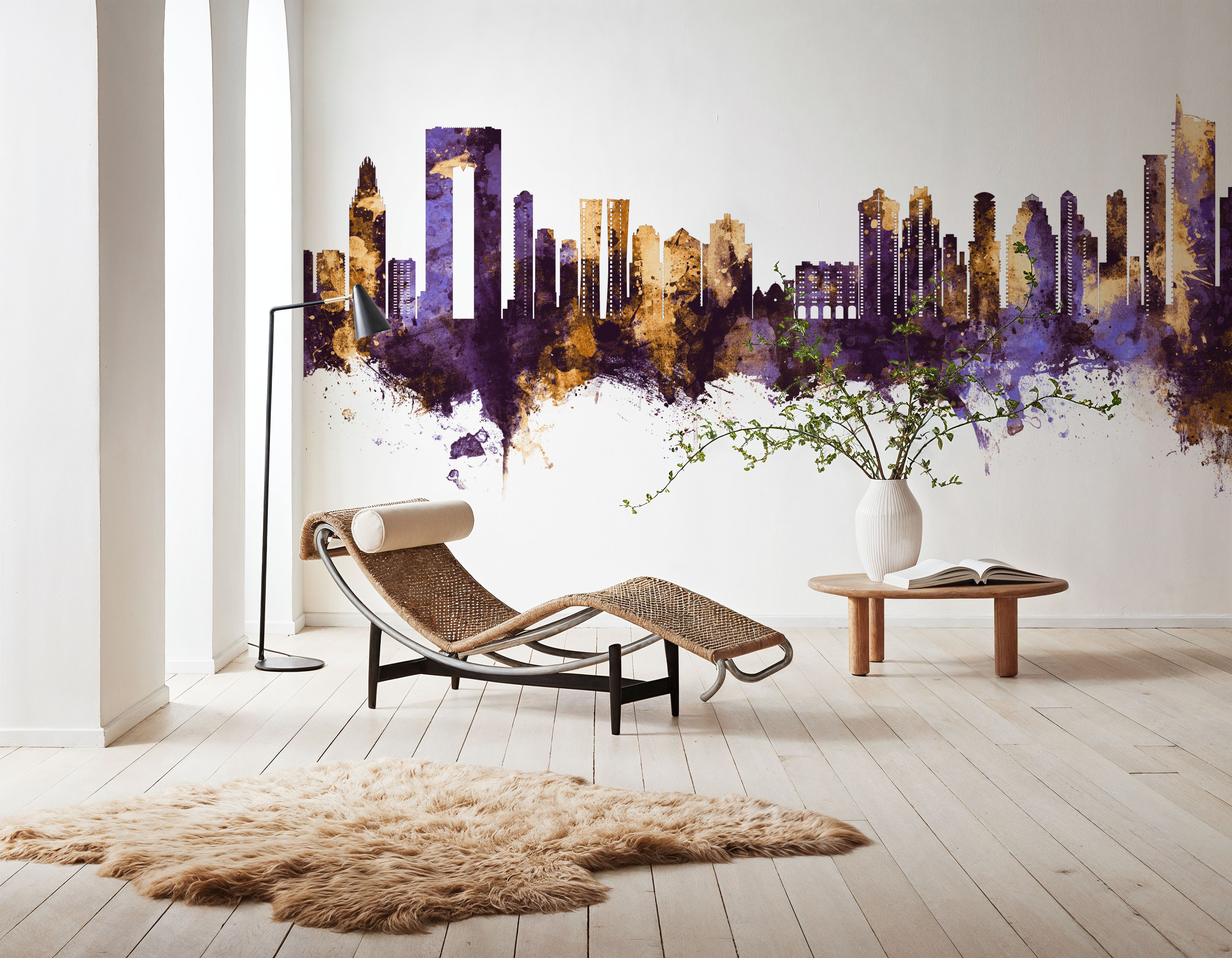 Benidorm Spain Skyline Purple & Gold