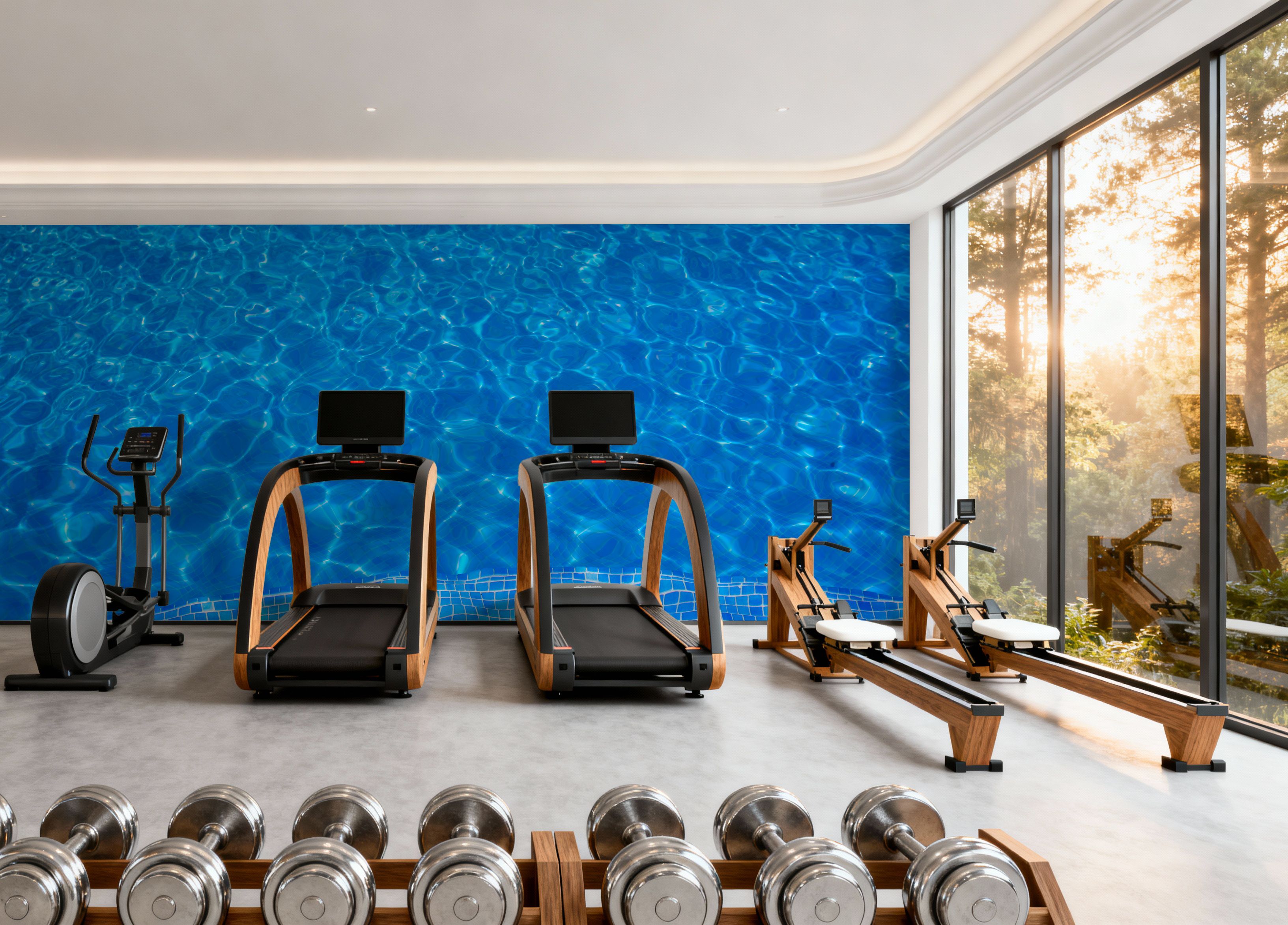 Blue Tiles Swimming, Wallpaper