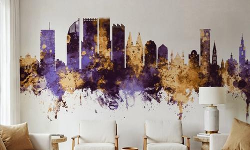 The Hauge Netherlands Skyline Purple & Gold