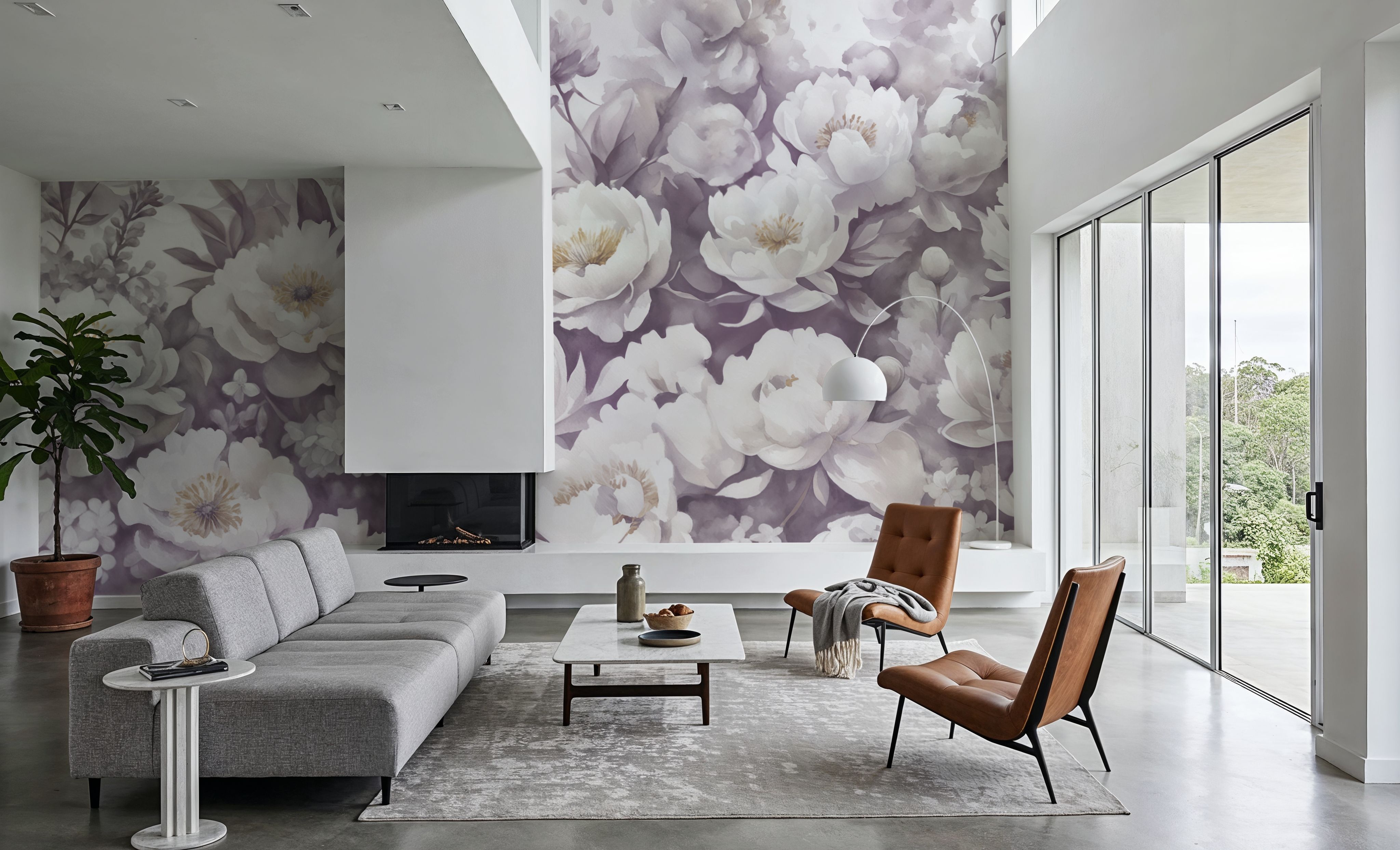 Watercolor Peonies WInter, Wallpaper