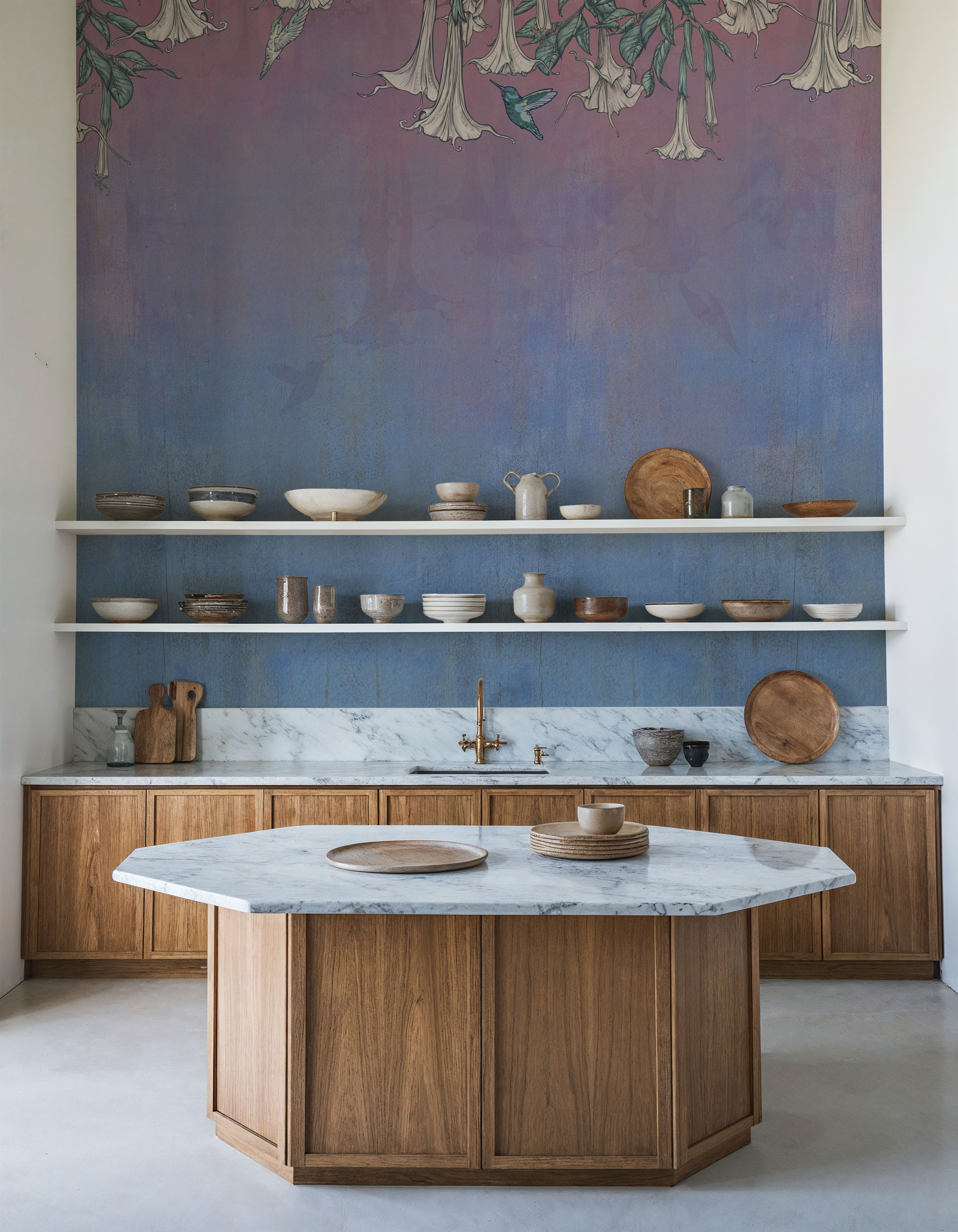 Hummingbirds and Trumpets Pink Blue