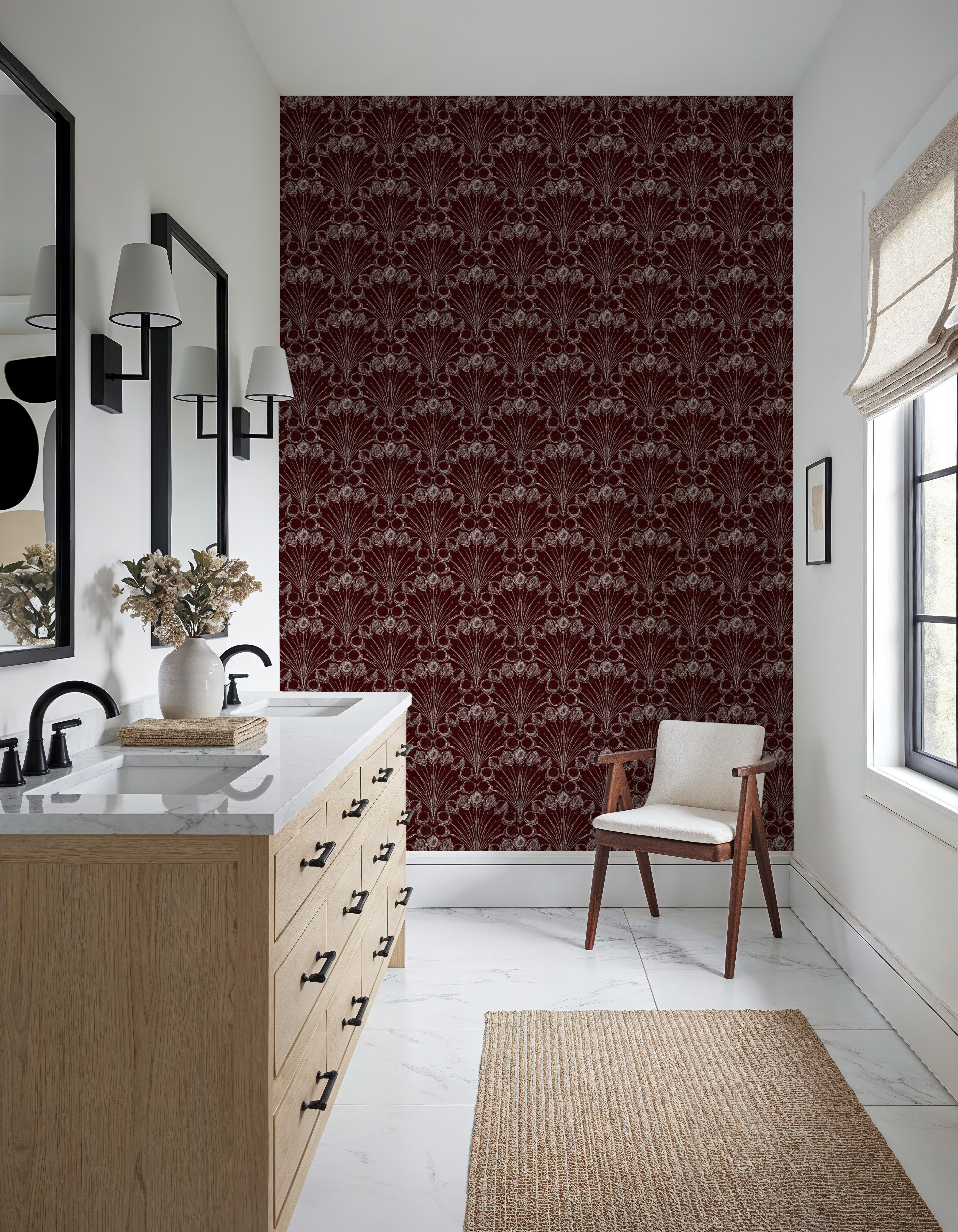 Art Deco Moon Phase, Maroon