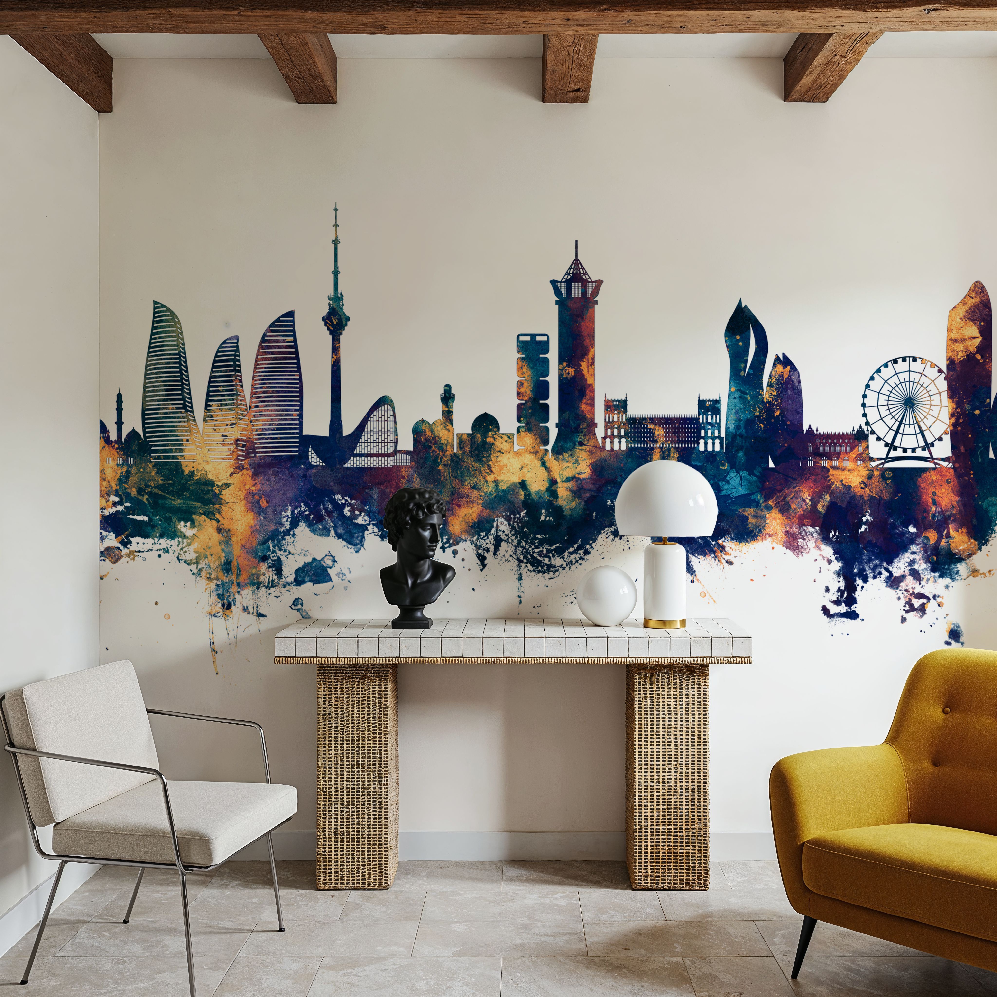 Baku Skyline Blue & Bronze