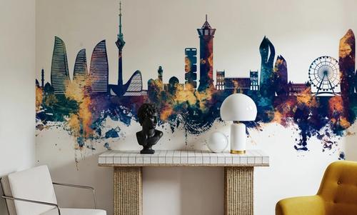 Baku Skyline Blue & Bronze