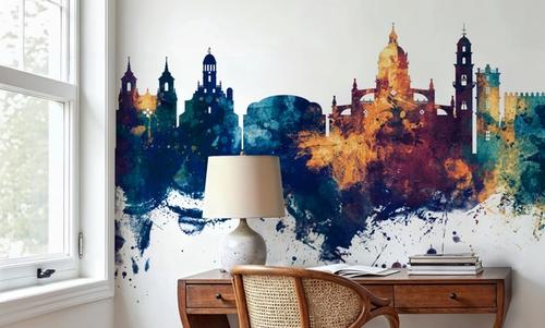 Jerez Spain Skyline Blue & Bronze