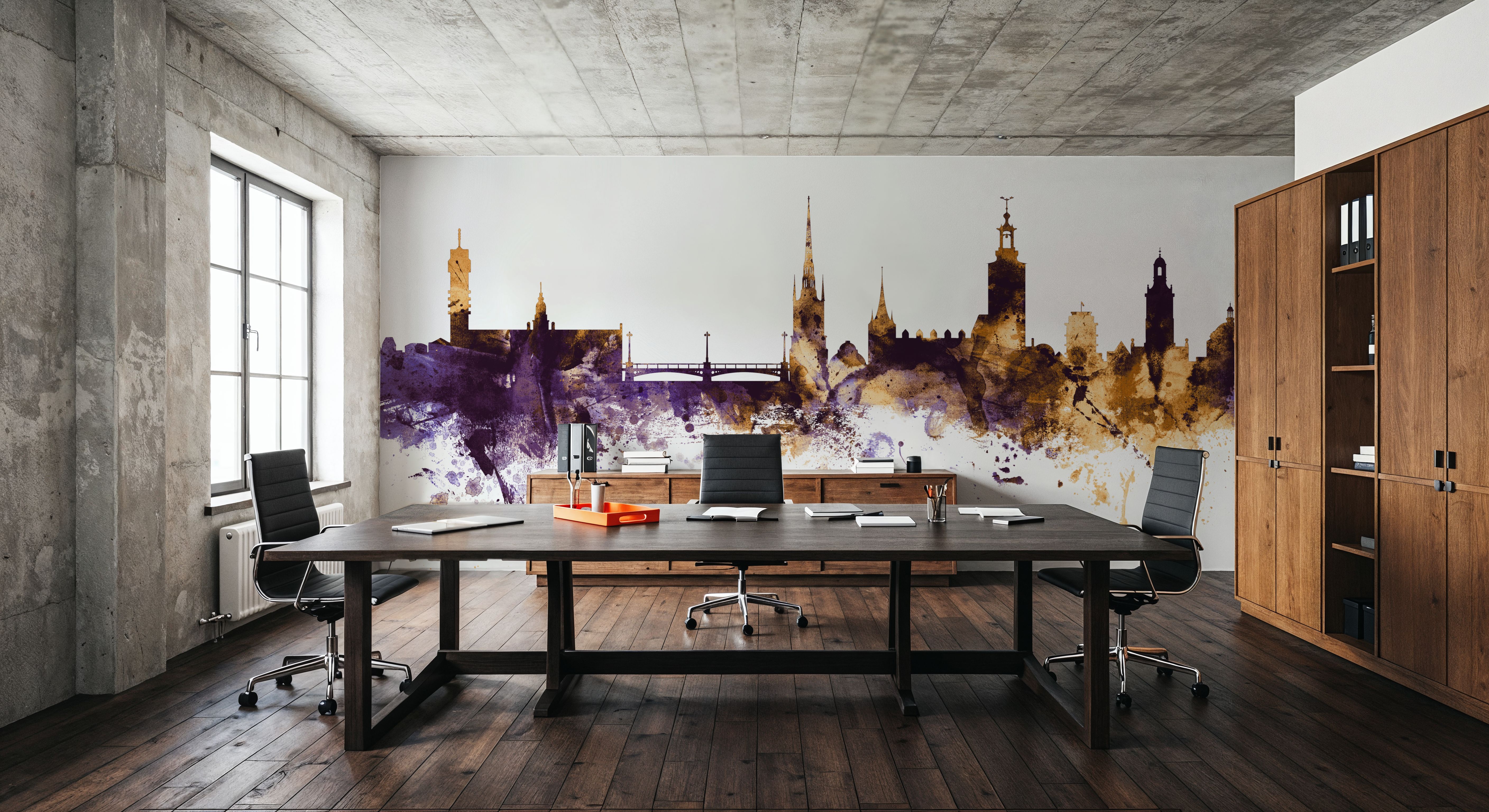 Stockholm Skyline Purple & Gold