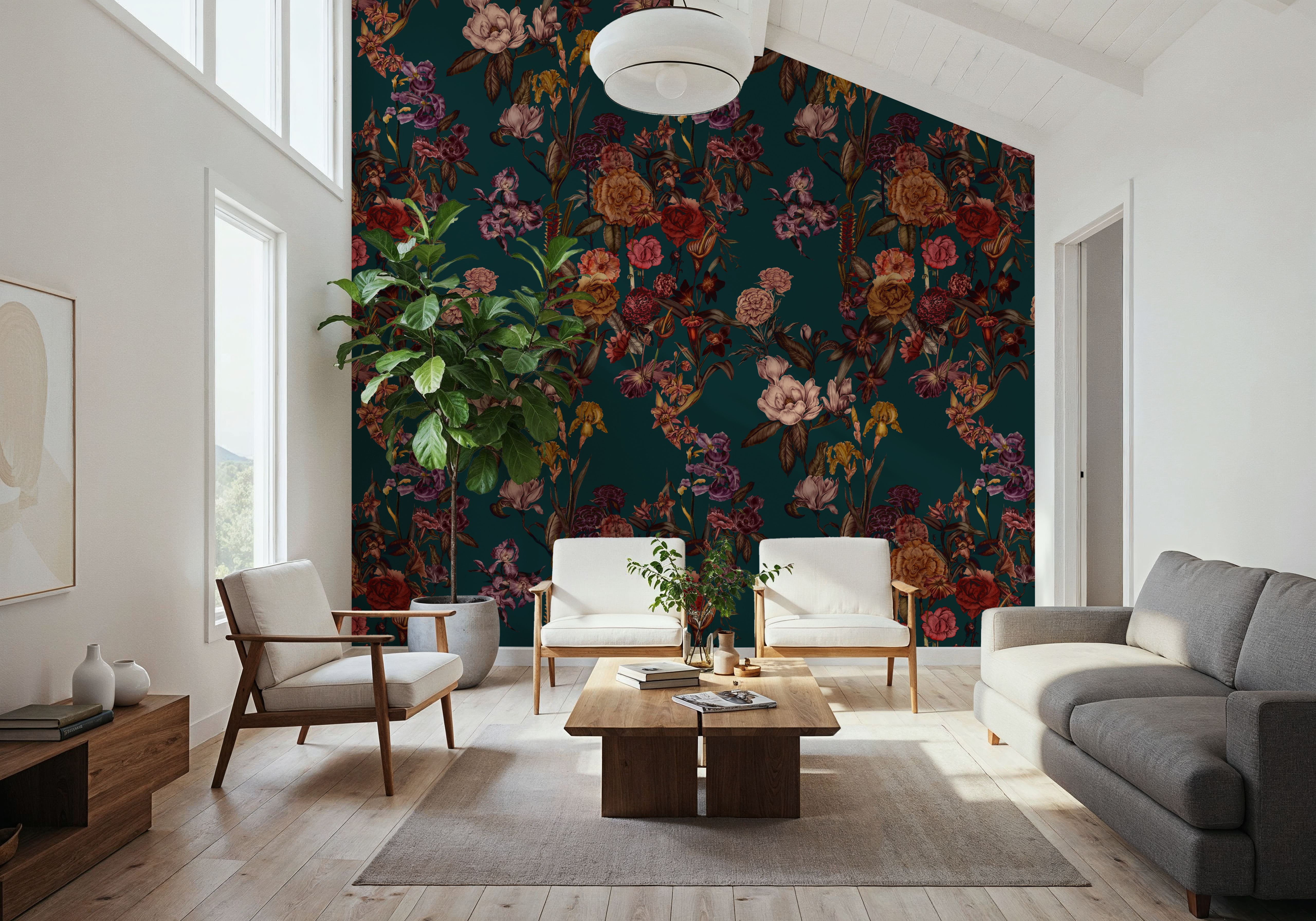 Floral Gaze, Dark Teal