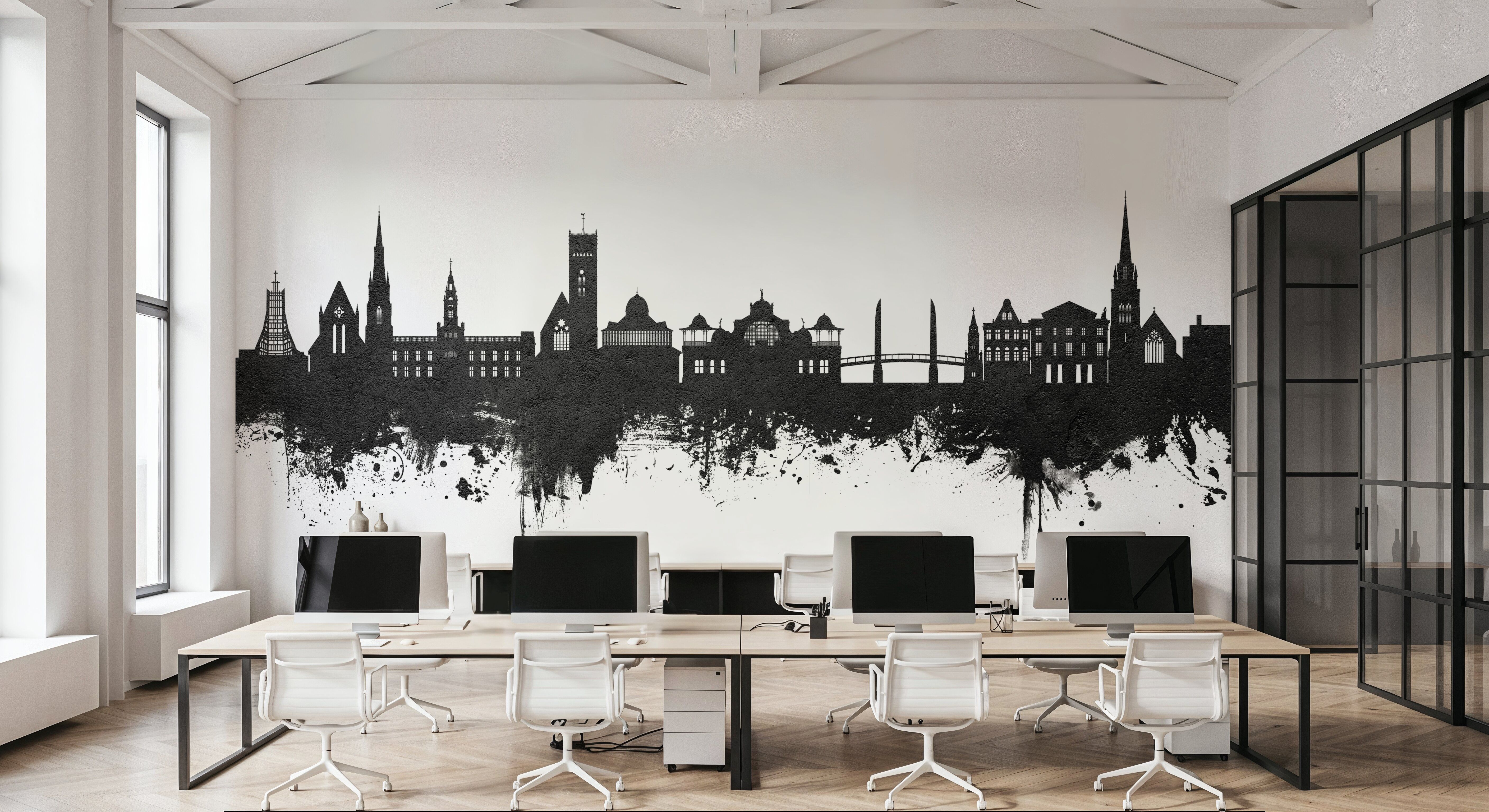 Torquay England Skyline Black & White