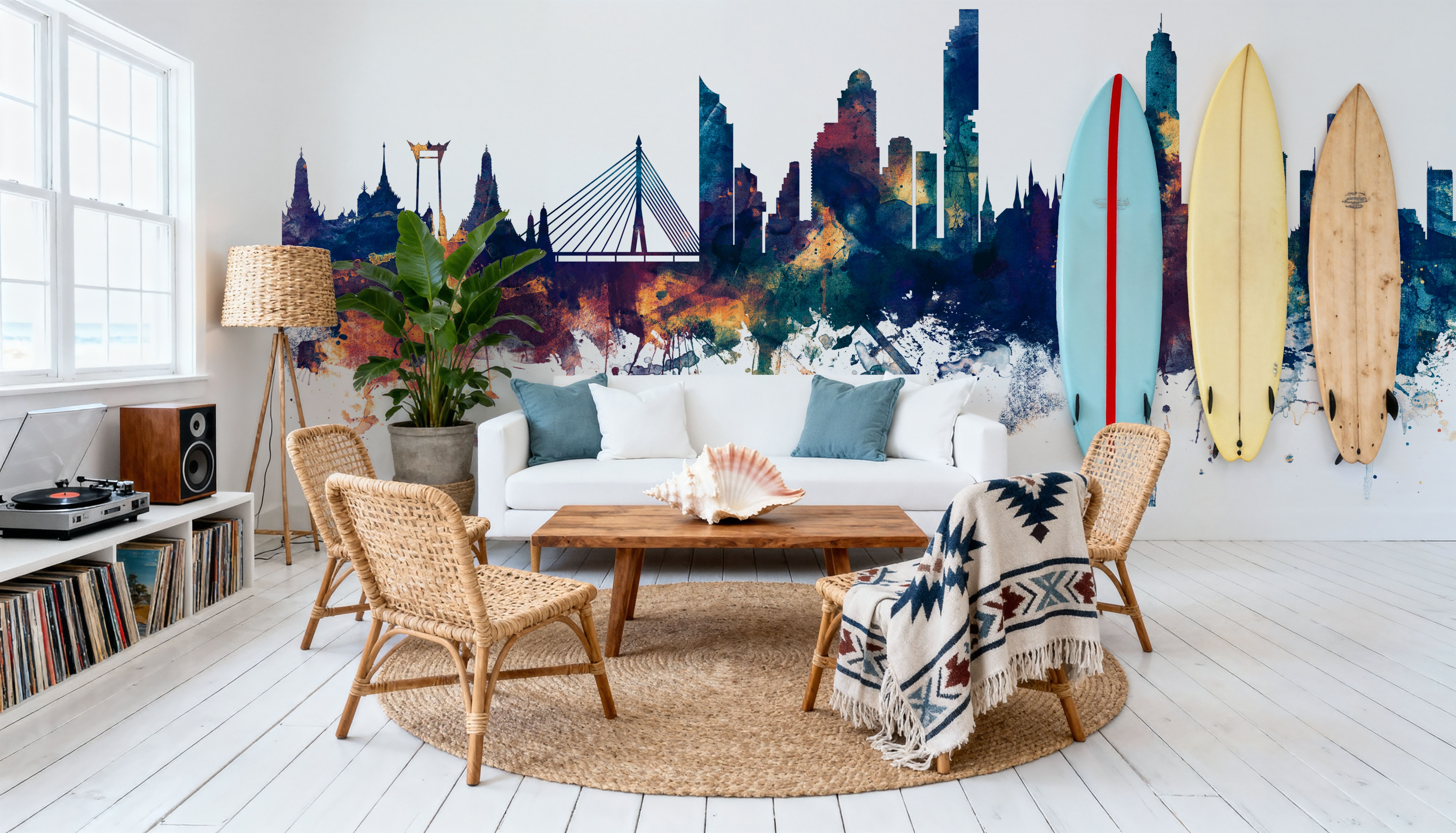 Bangkok Thailand Skyline Blue & Bronze