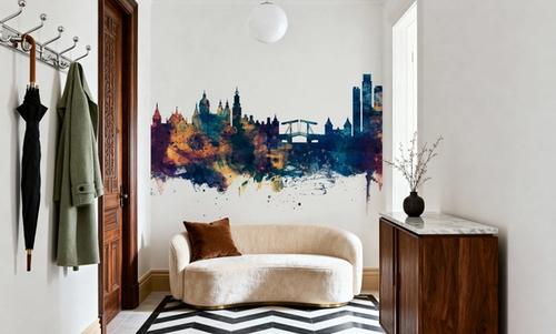 Amsterdam Skyline Blue & Bronze