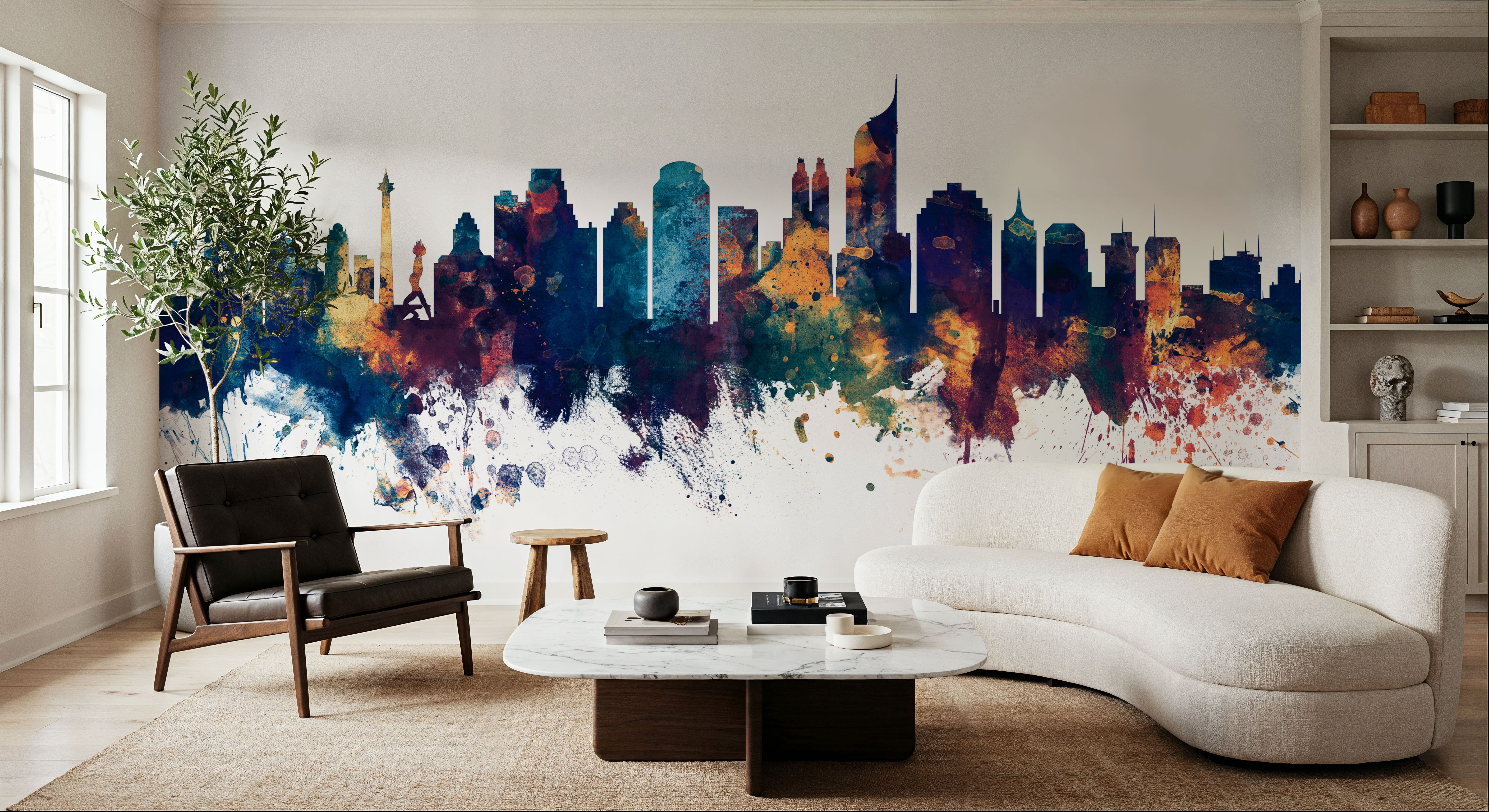 Jakarta Skyline Indonesia Blue & Bronze