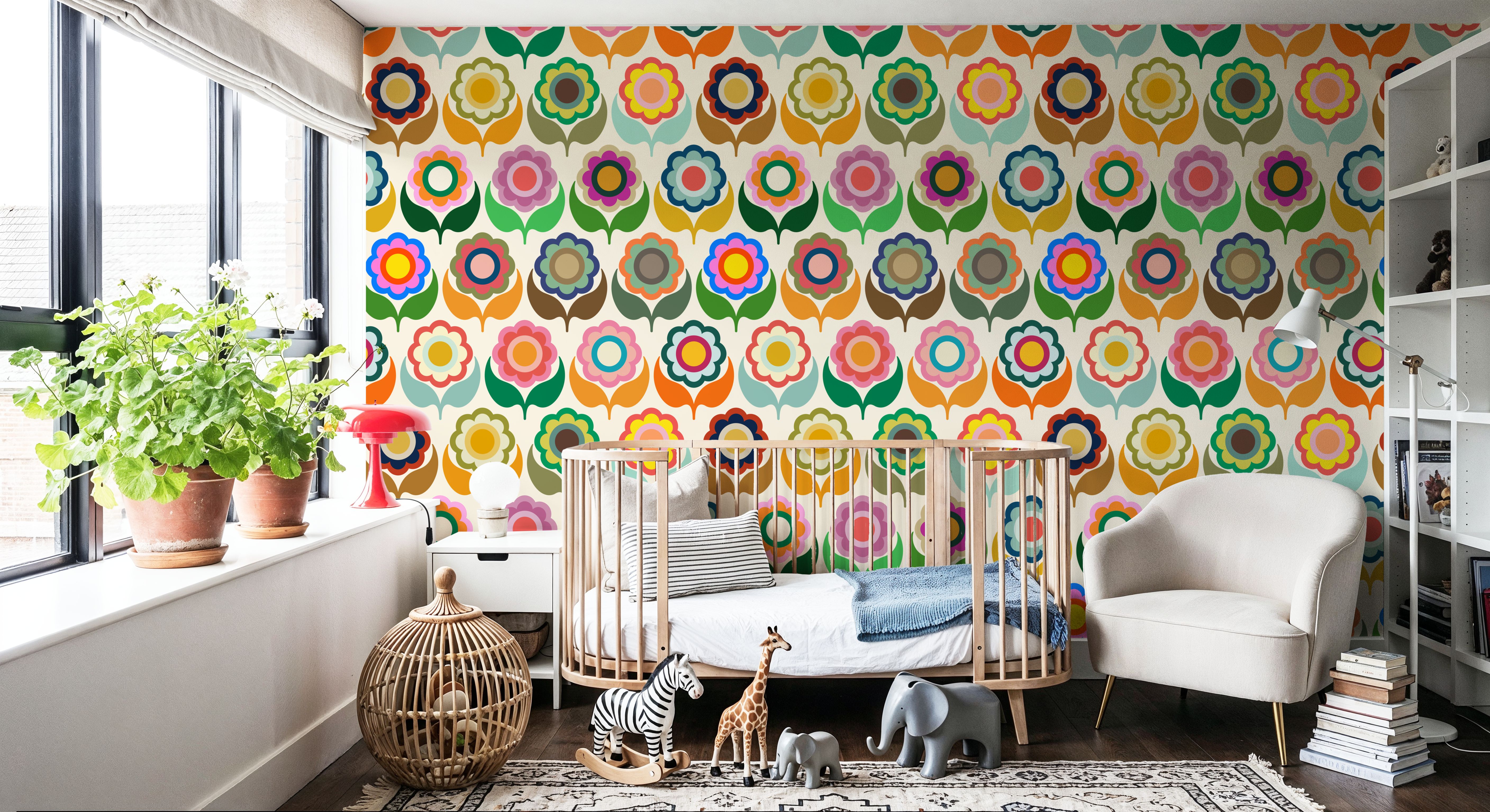 70's Fun Flowers, Multi, Papier peint