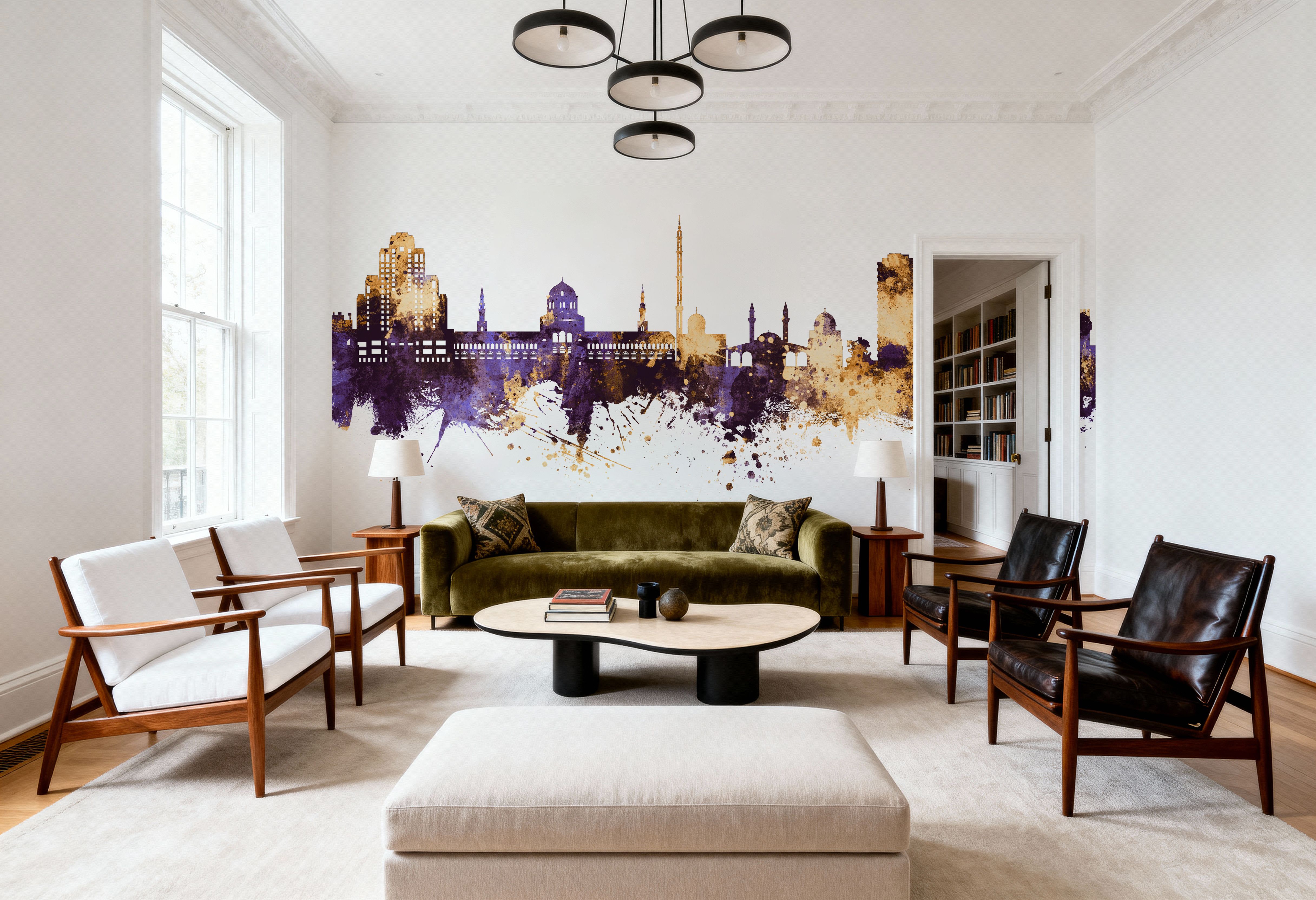 Damascus Syria Skyline Purple & Gold, Tapeten