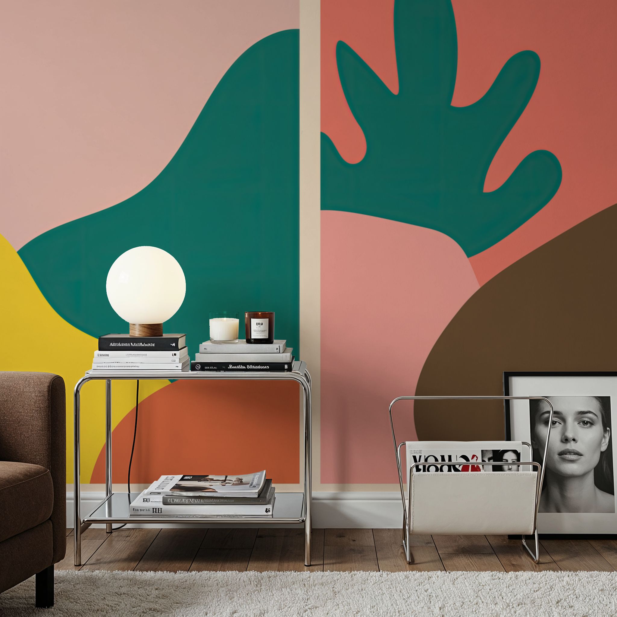 Wall Mural - Pop Gallery - Abstract Graphics mural wallpaper - Orange - Bedroom - Wallism US - Premium, Textured or Peel & Stick