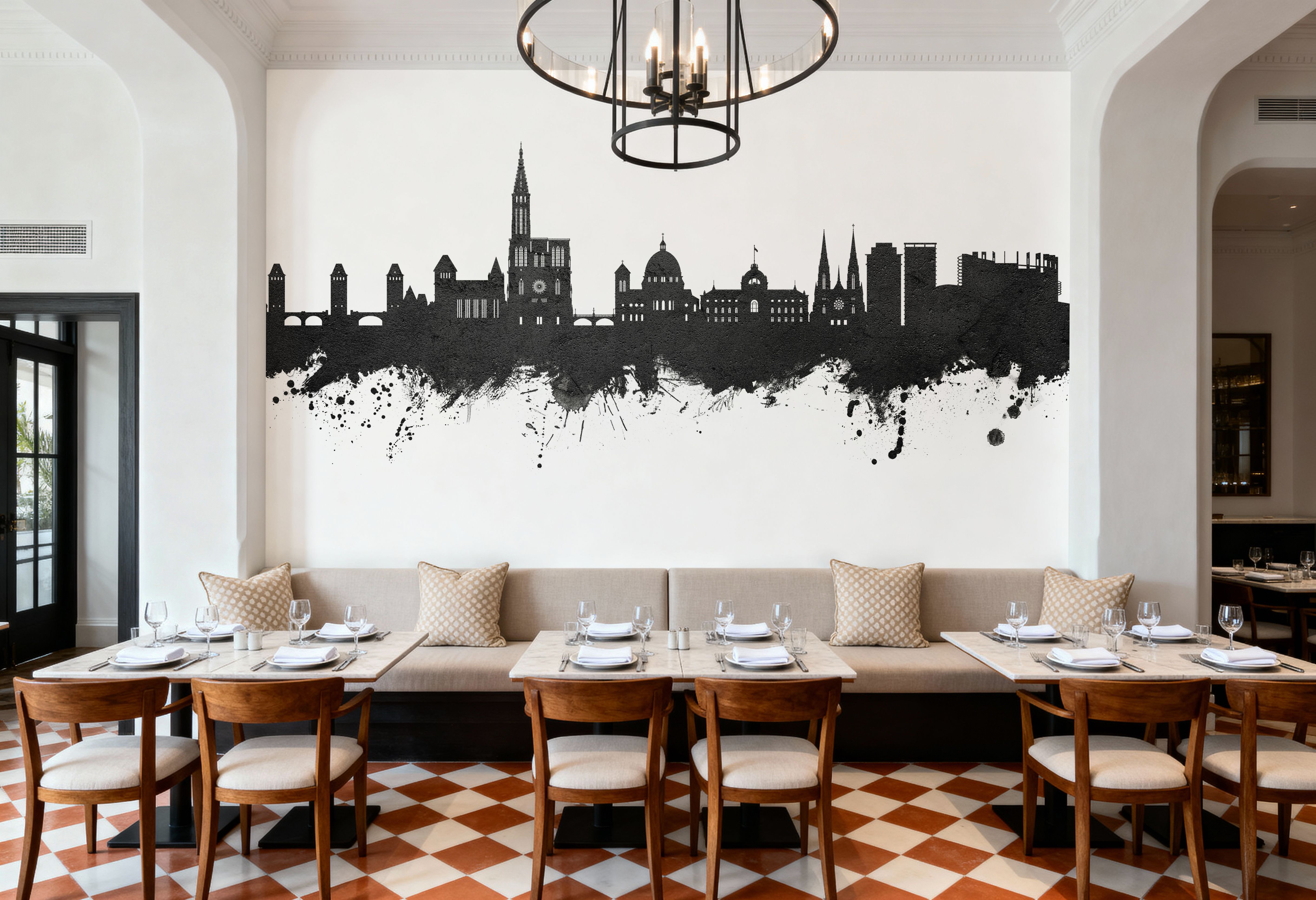 Strasbourg France Skyline Black & White