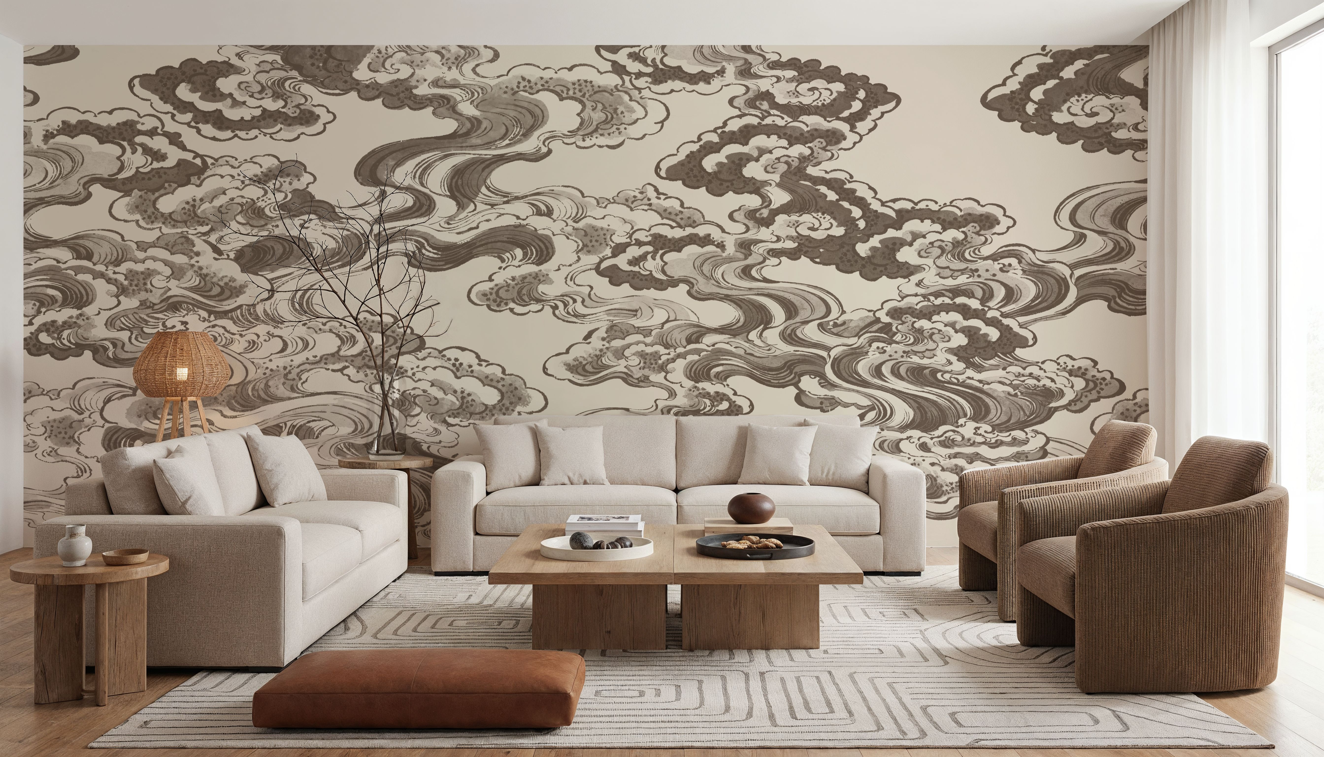 Ukiyo-e Clouds, Mauve, Wallpaper