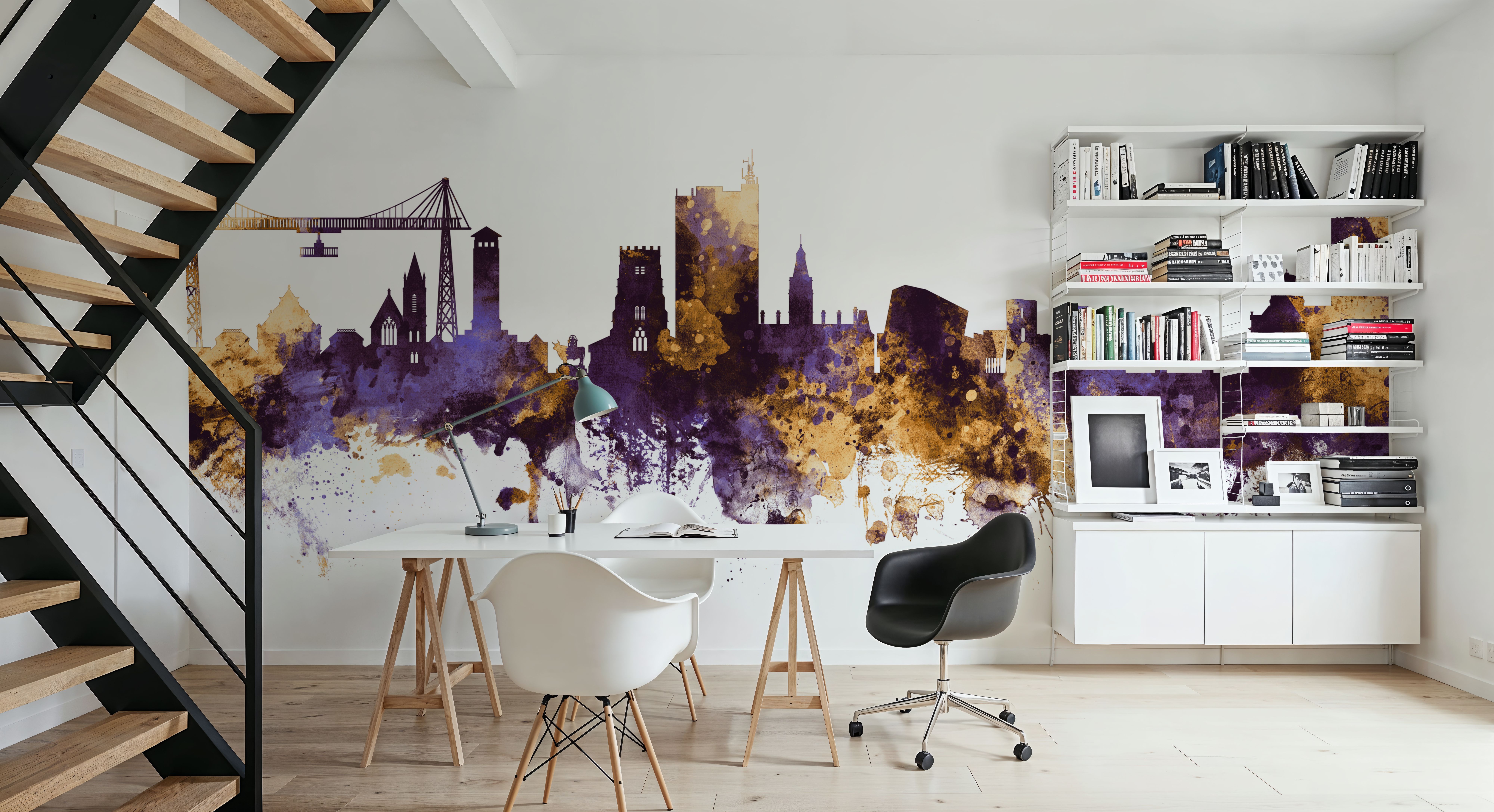 Newport Wales Skyline Purple & Gold