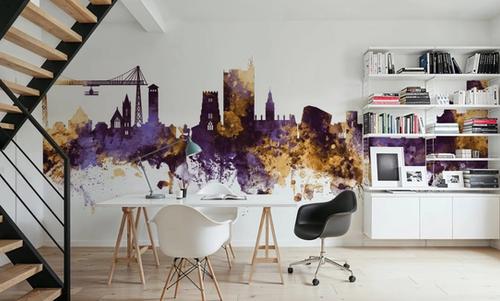 Newport Wales Skyline Purple & Gold