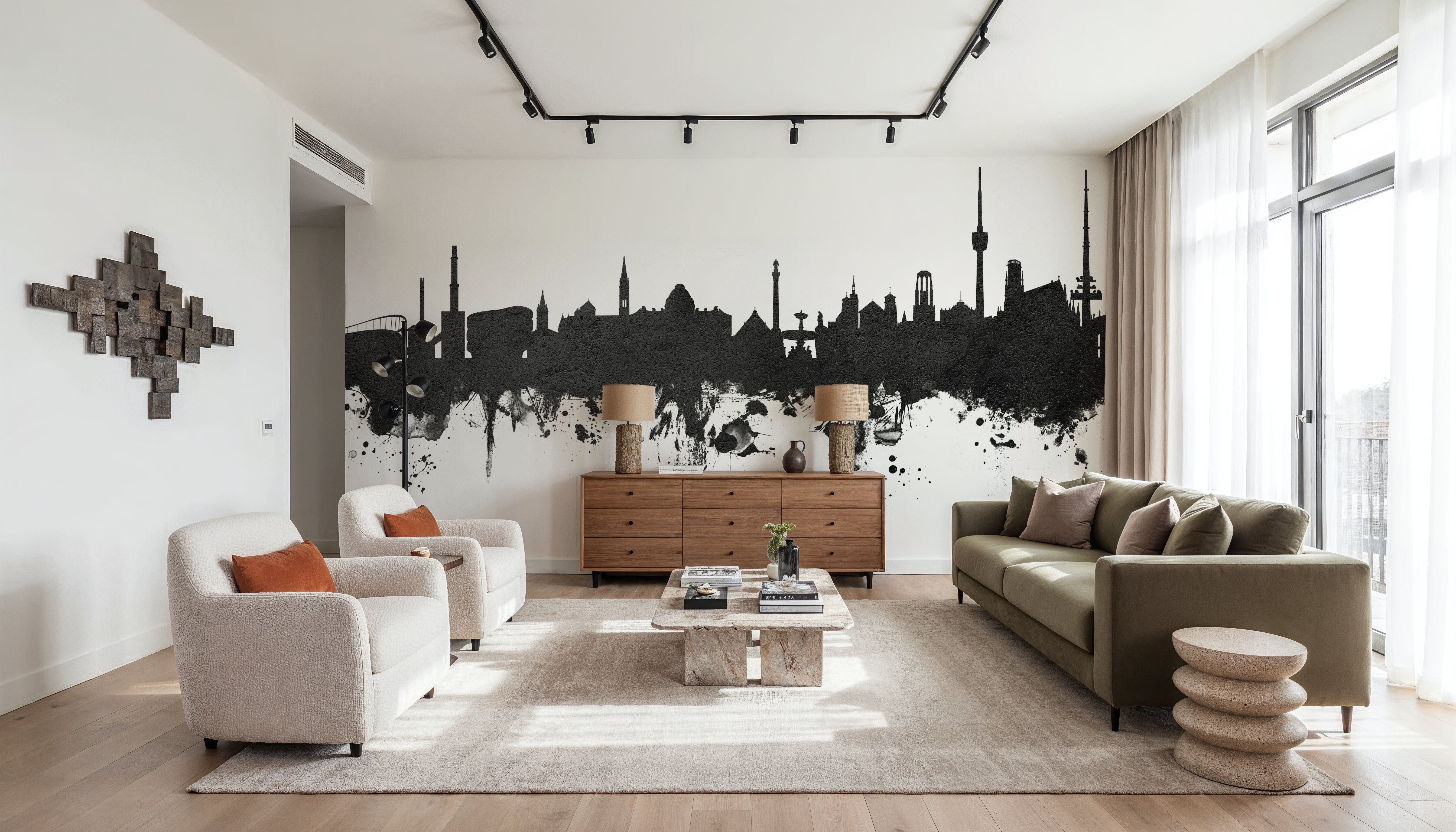 Stuttgart Germany Skyline Black & White